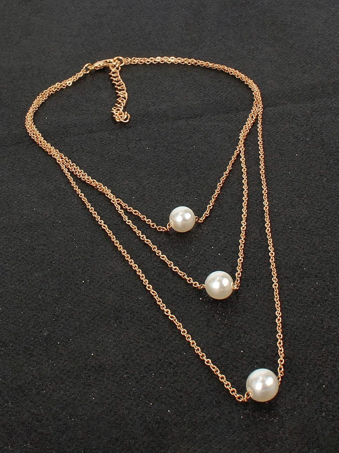 

Jewels Galaxy Women Gold-Plated Beaded Layered Necklace, White
