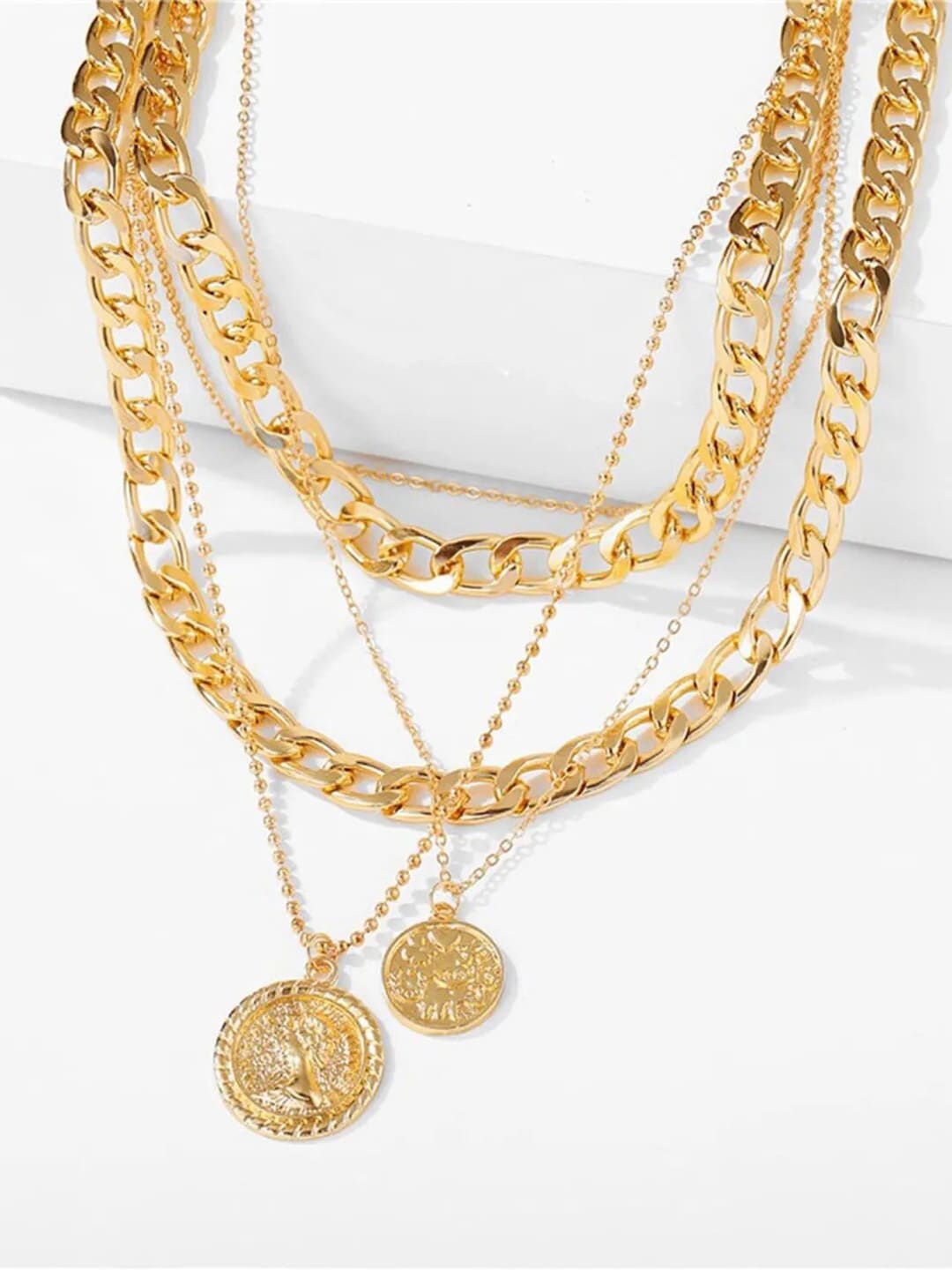 

Jewels Galaxy Gold-Plated Multi Layer Dual Coin Necklace