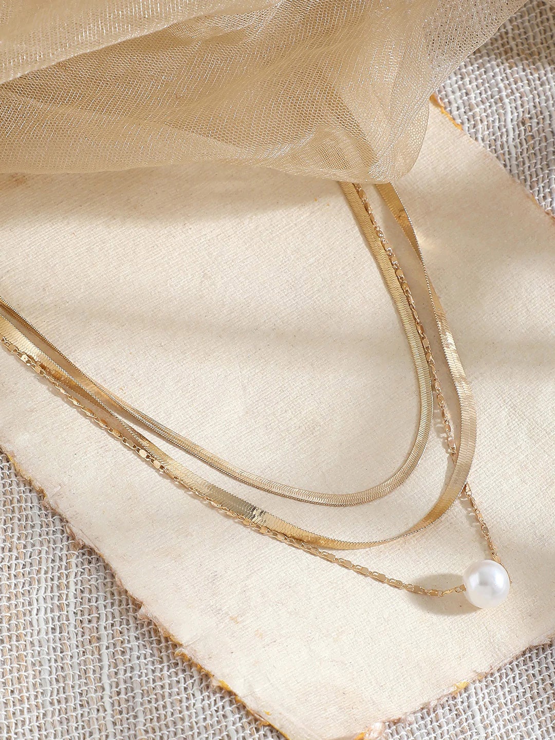 

Jewels Galaxy Gold-Plated Studded Layered Necklace, White