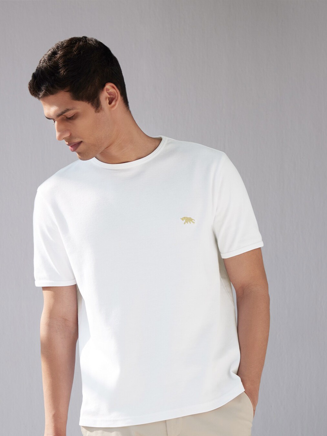 

Andamen Pure Cotton Crew Neck Brushed T-Shirt, White