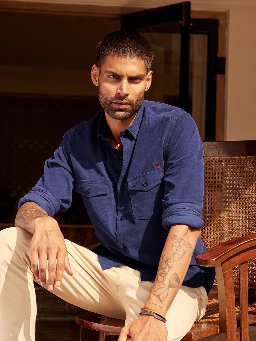 

Andamen Slim Fit Corduroy Shirt, Blue