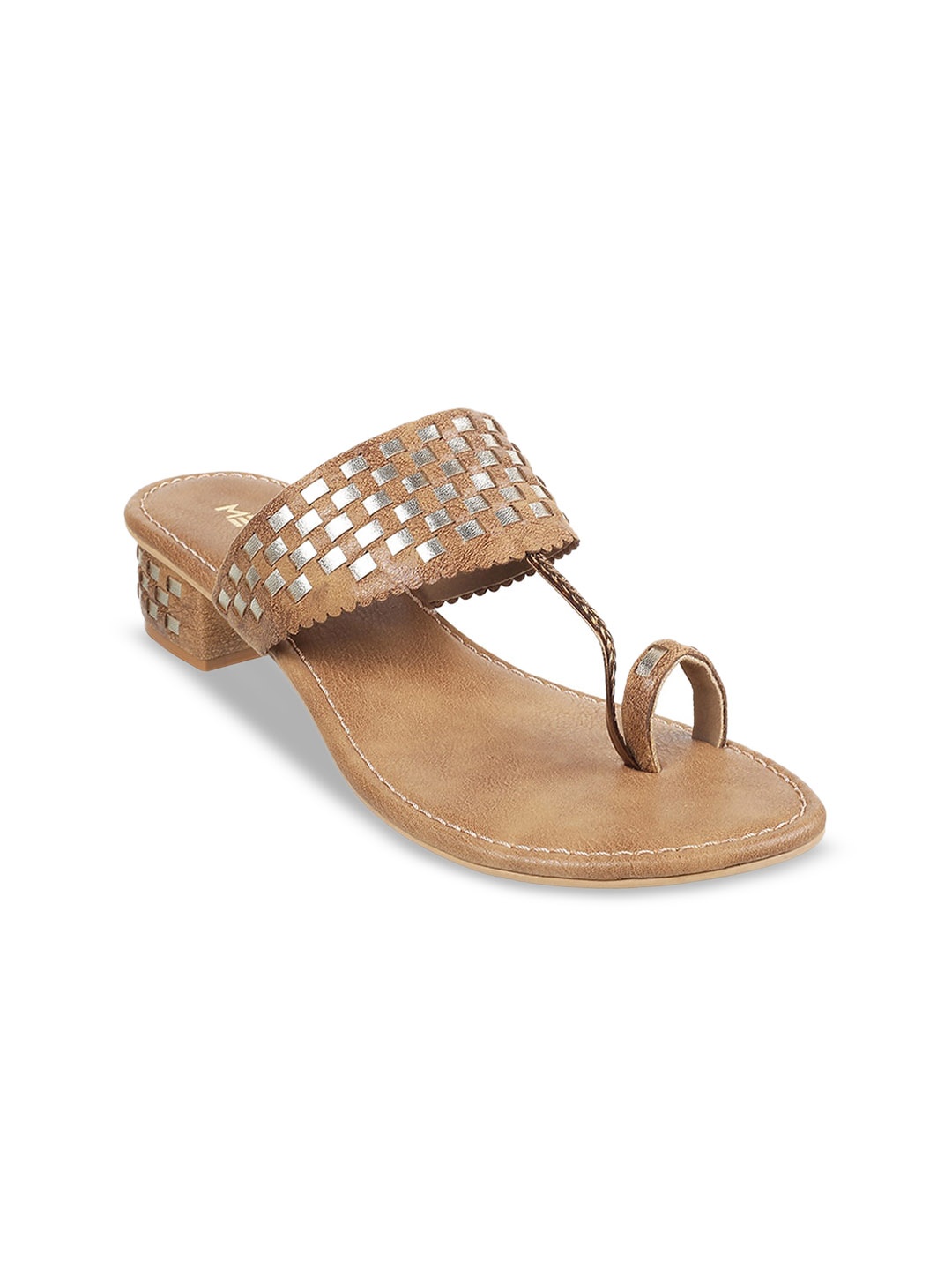 

Metro Ethnic Embellished Block Heels, Tan