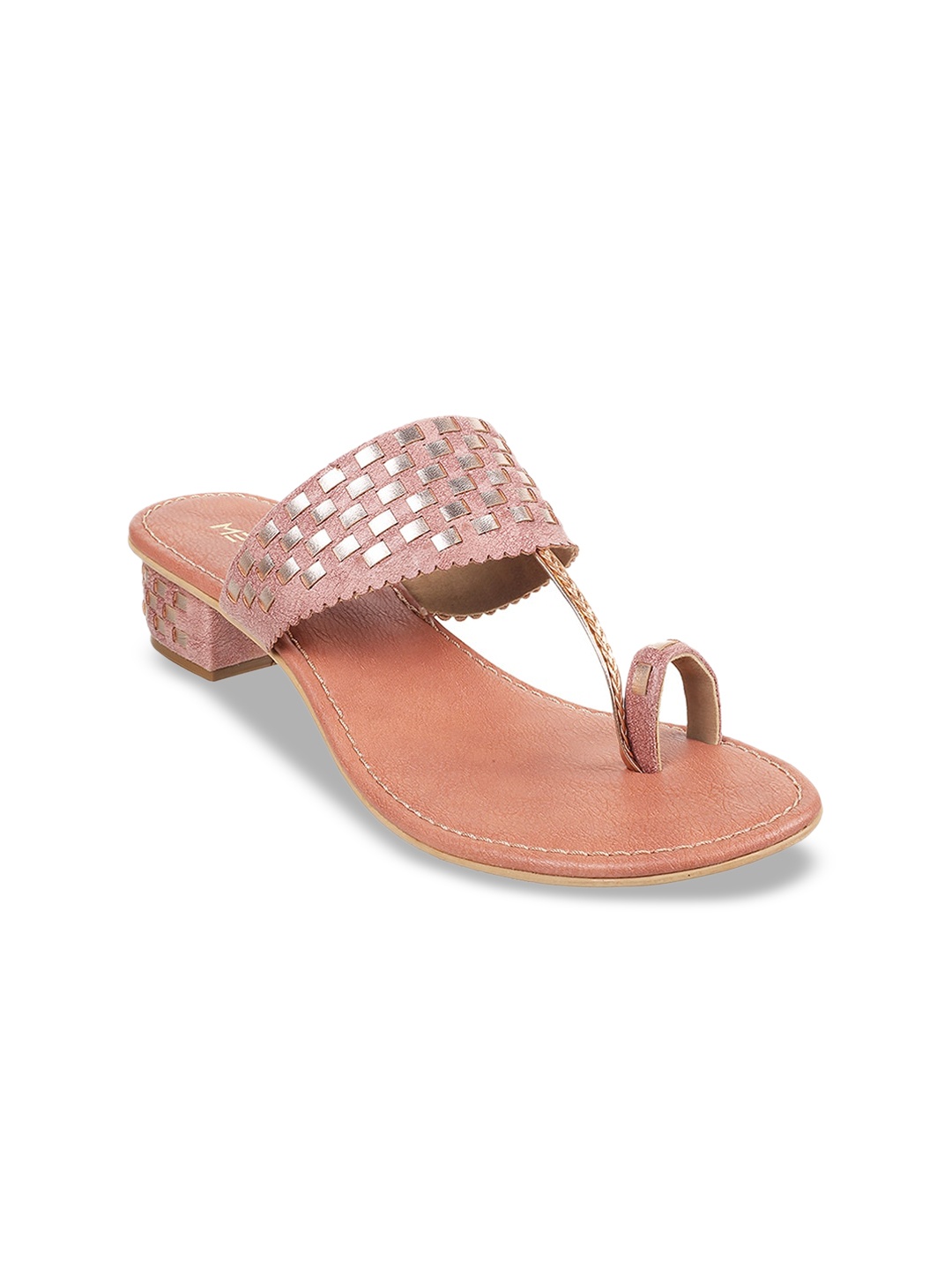 

Metro Open Back Embellished Block Heels, Peach