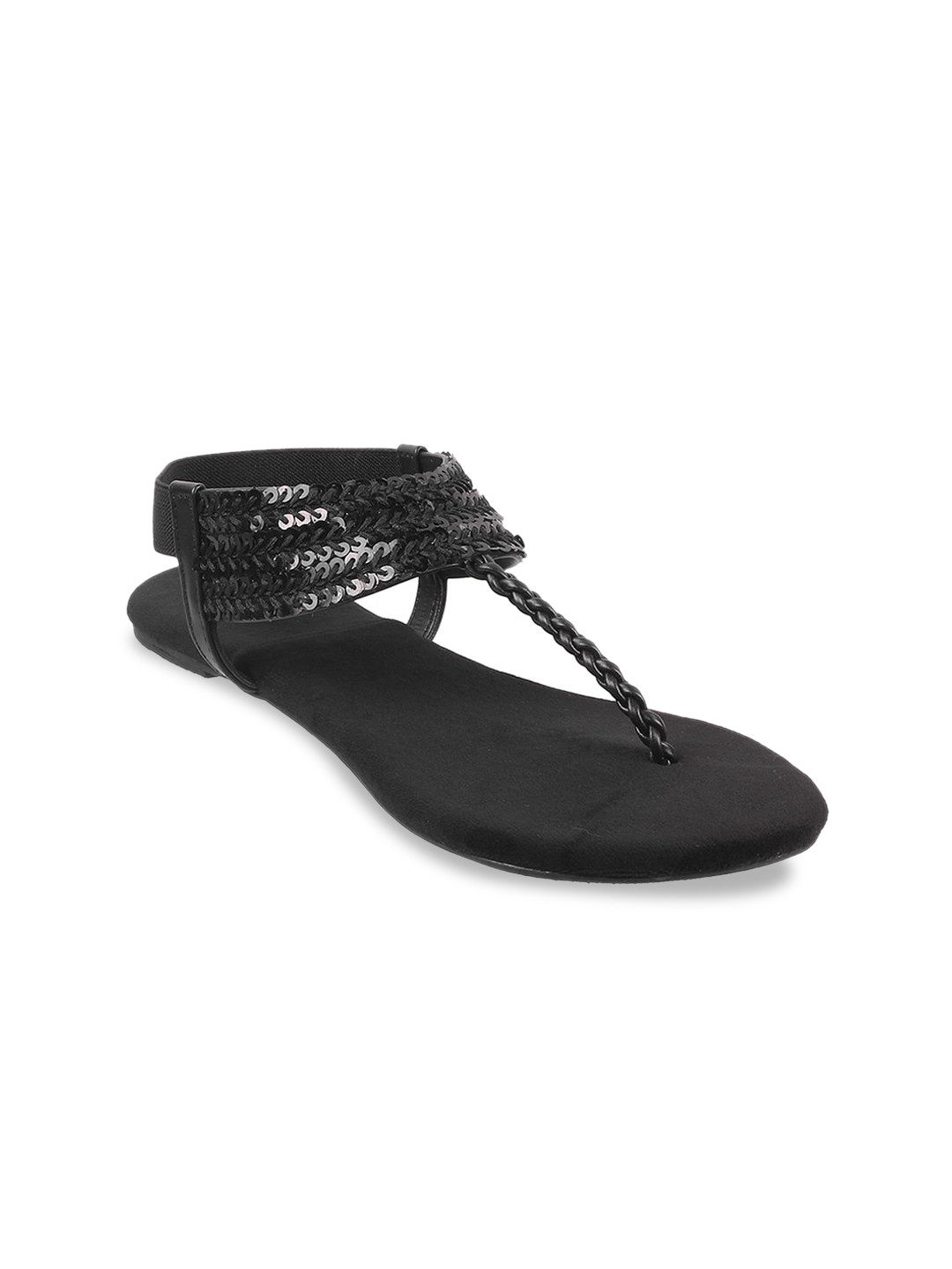

Mochi Women Embellished T-Strap Flats, Black