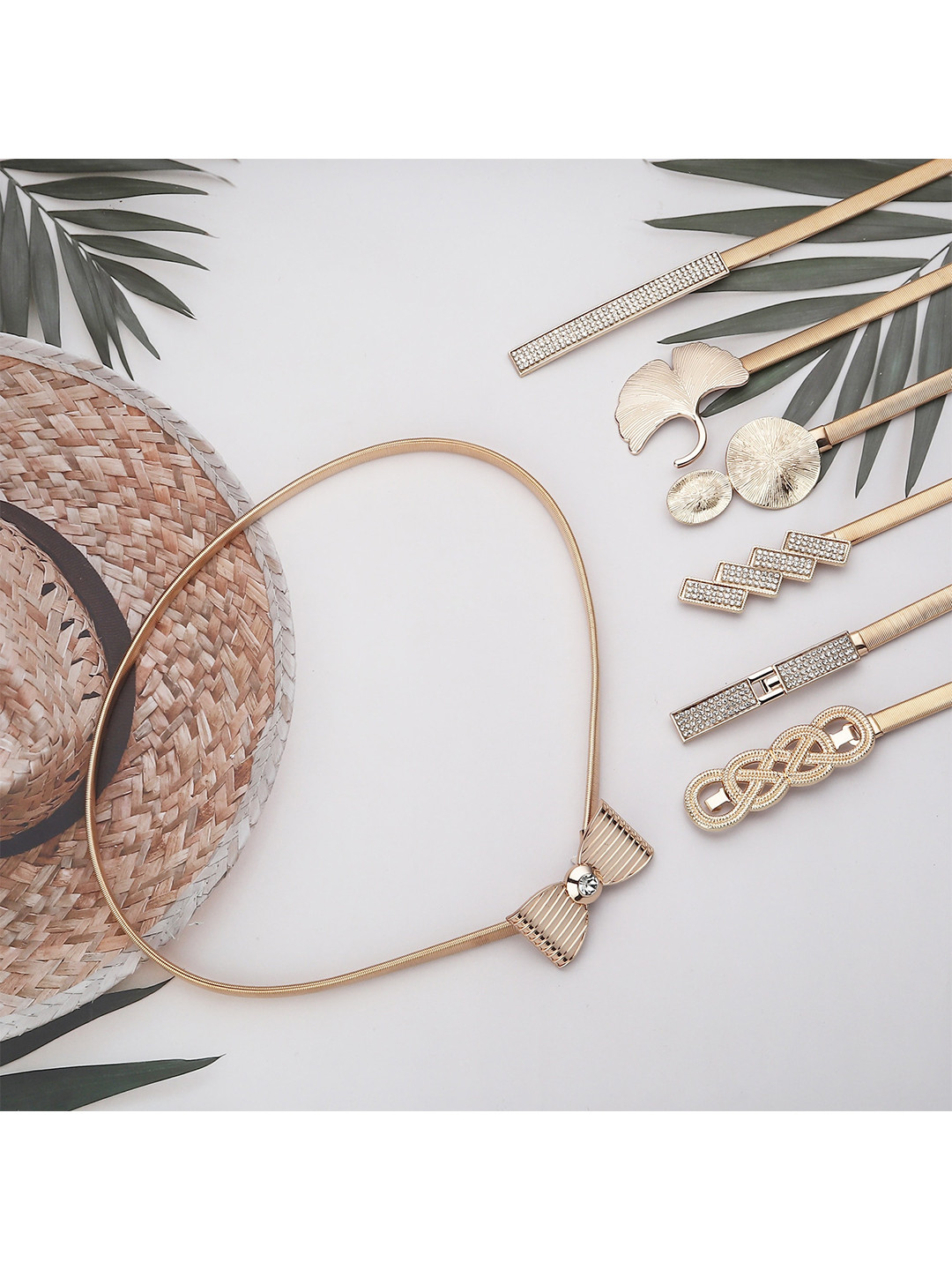 

ZORO Women Textured Metal Spring Belt, Gold