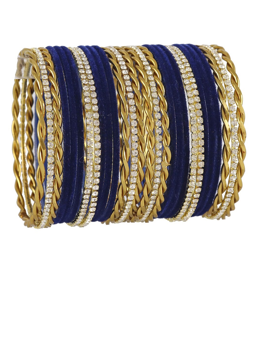 

NMII Set Of 28 Stone-Studded Velvet Bangles, Blue