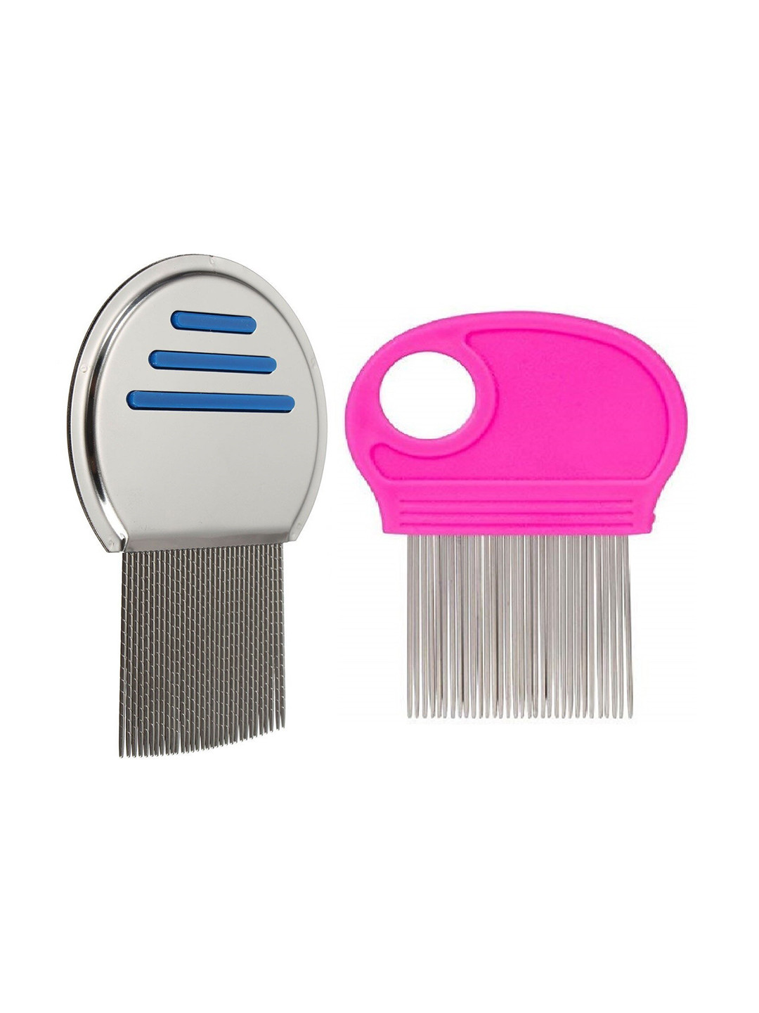 

Alexvyan Set Of 2 Metal Teeth Magnifier Lens Nit & Egg Head Lice Comb, Pink