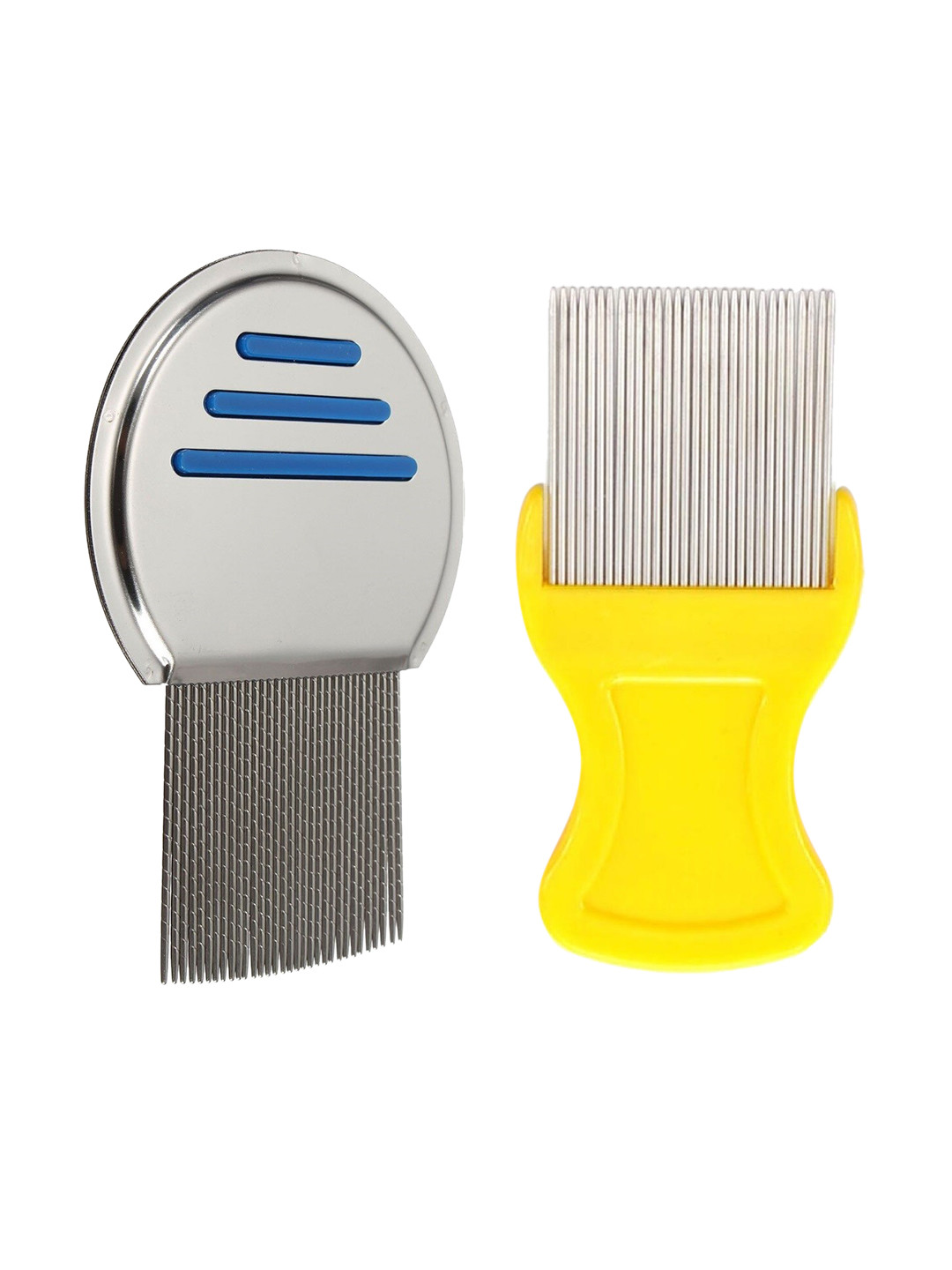 

Alexvyan Women Set Of 2 Metal Teeth Magnifier Lens Nit & Egg Head Lice Comb, Yellow