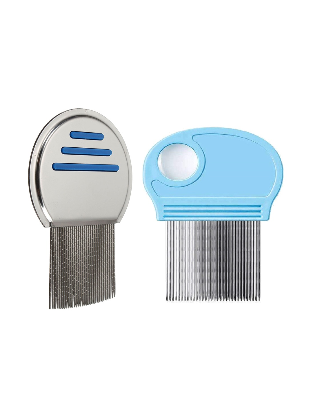 

Alexvyan Set Of 2 Metal Teeth Magnifier Lens Nit & Egg Head Lice Comb, Blue