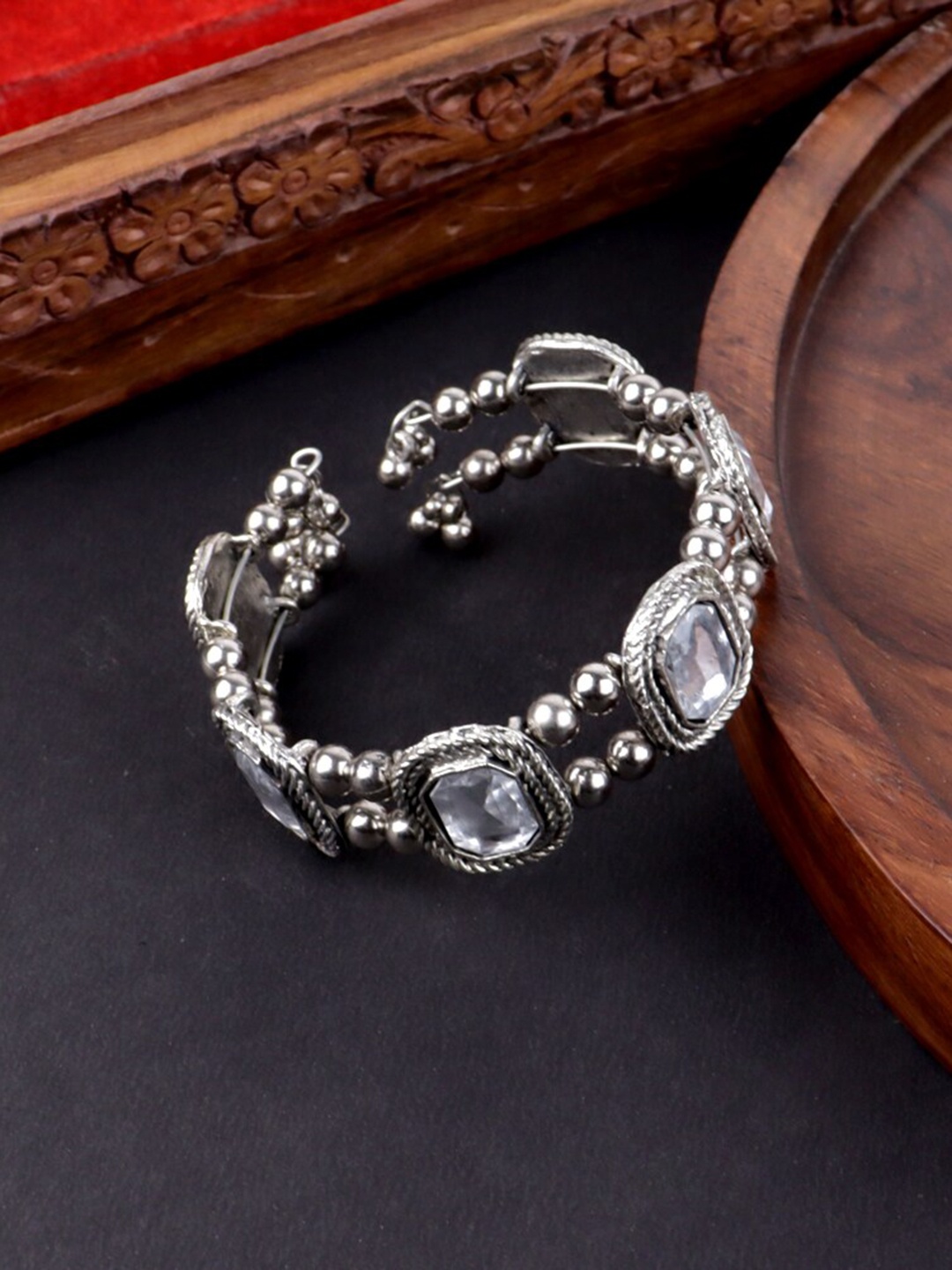 

Krelin Women White Sterling Silver Silver-Plated Bangle-Style Bracelet