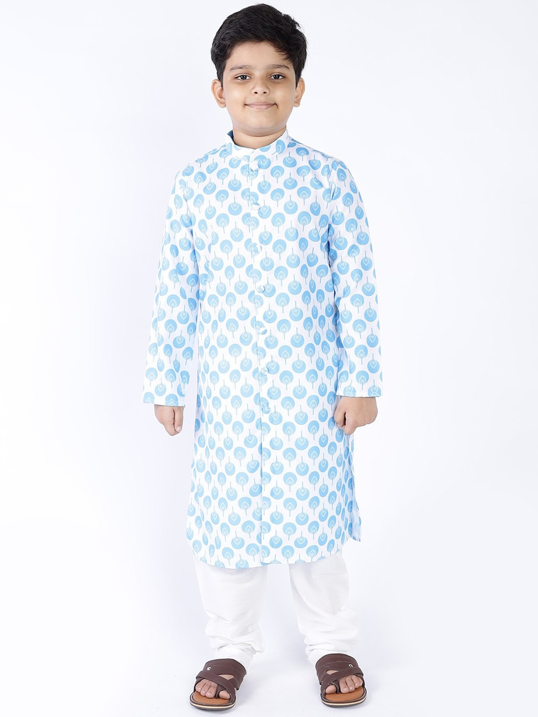 

TABARD Boys Geometric Printed Cotton Kurta, Blue