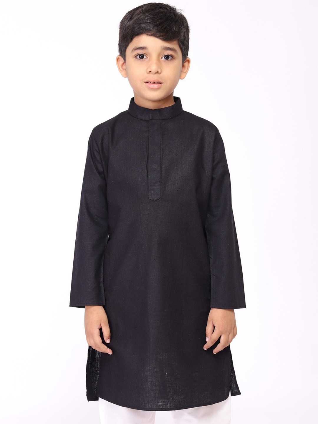 

TABARD Boys Mandarin Collar Straight Cotton Kurta, Black