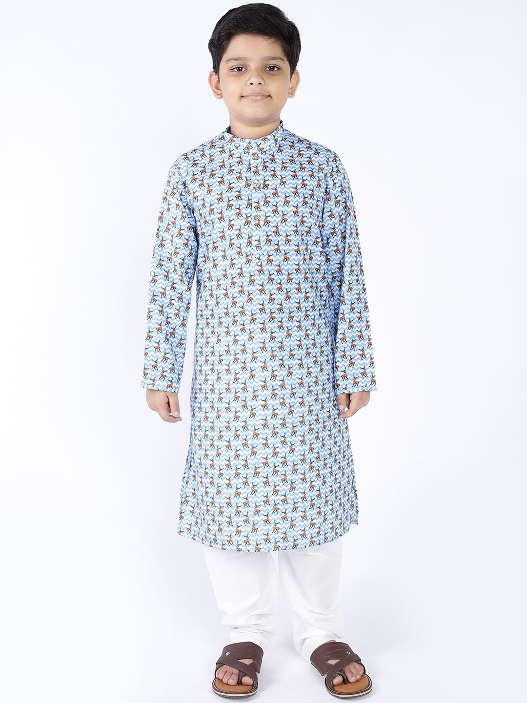 

TABARD Boys Animal Printed Cotton Kurta, Blue