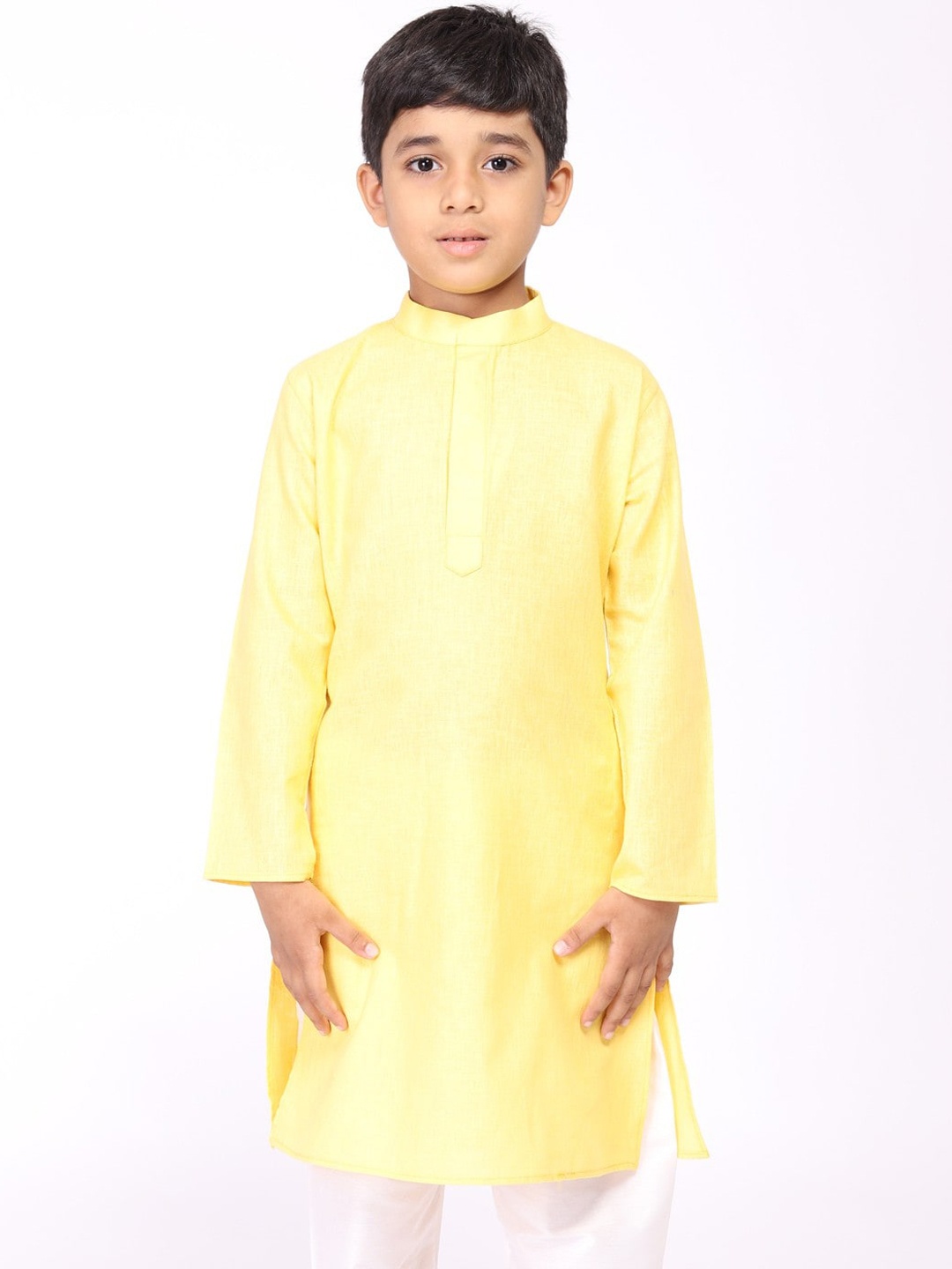 

TABARD Mandarin Collar Long Sleeve Pure Cotton Kurta, Yellow