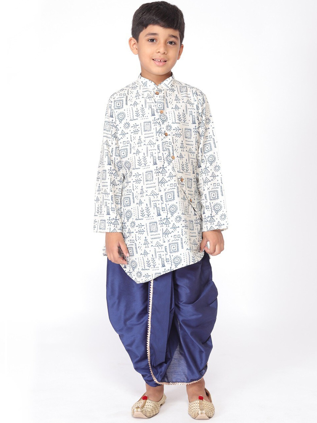 

TABARD Boys Conversational Printed Cotton Kurta, Off white