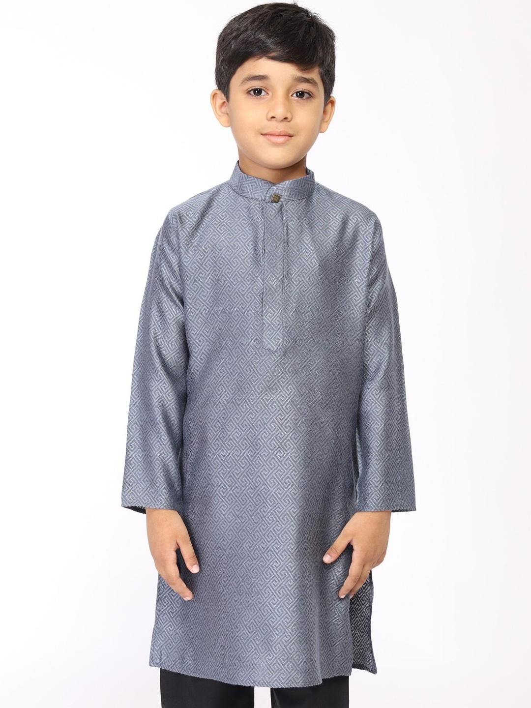 

TABARD Boys Woven Design Mandarin Collar Cotton Kurta, Blue