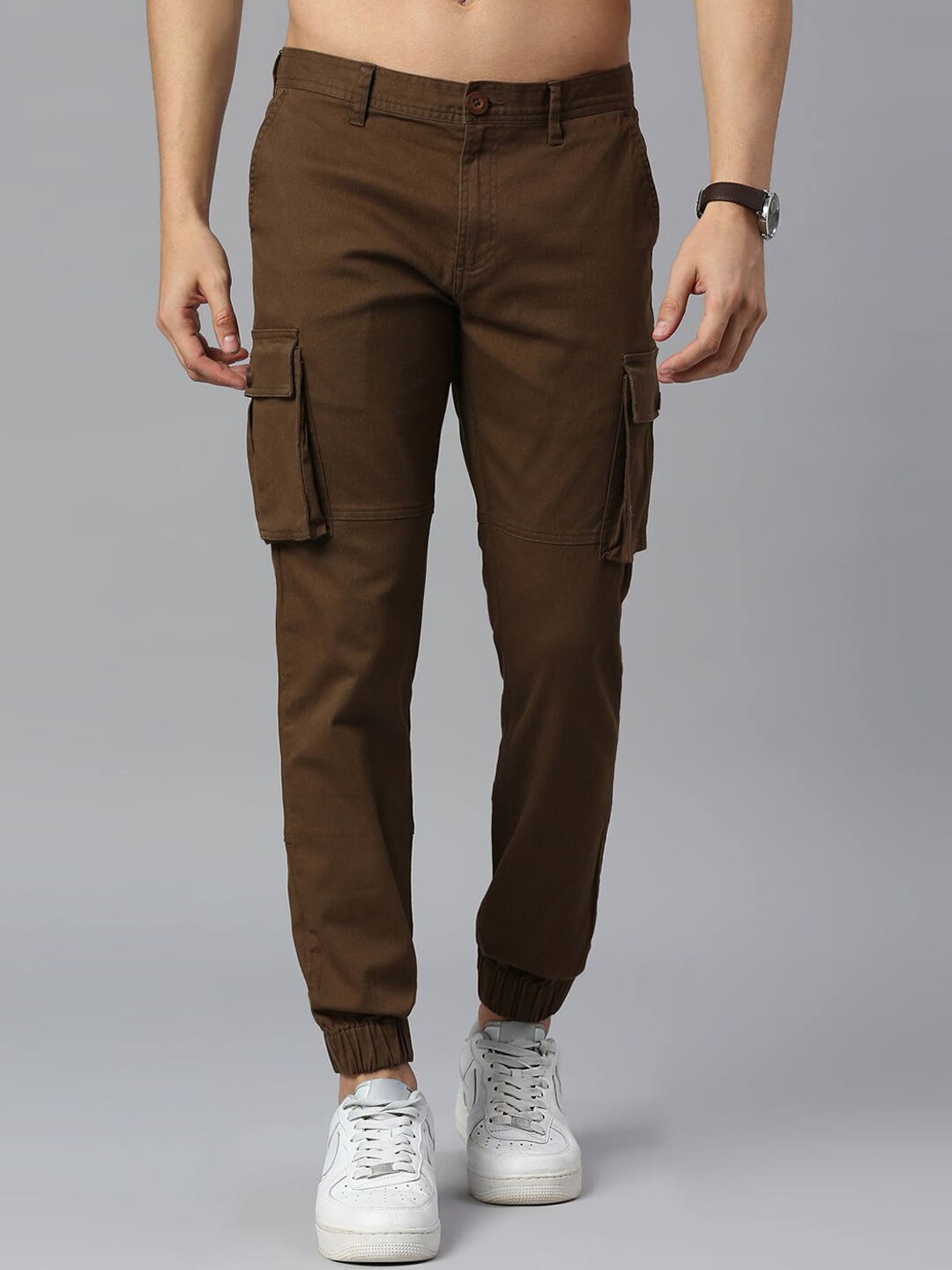 

Moda Rapido Men Slim Fit Mid-Rise Cargos Trousers, Brown