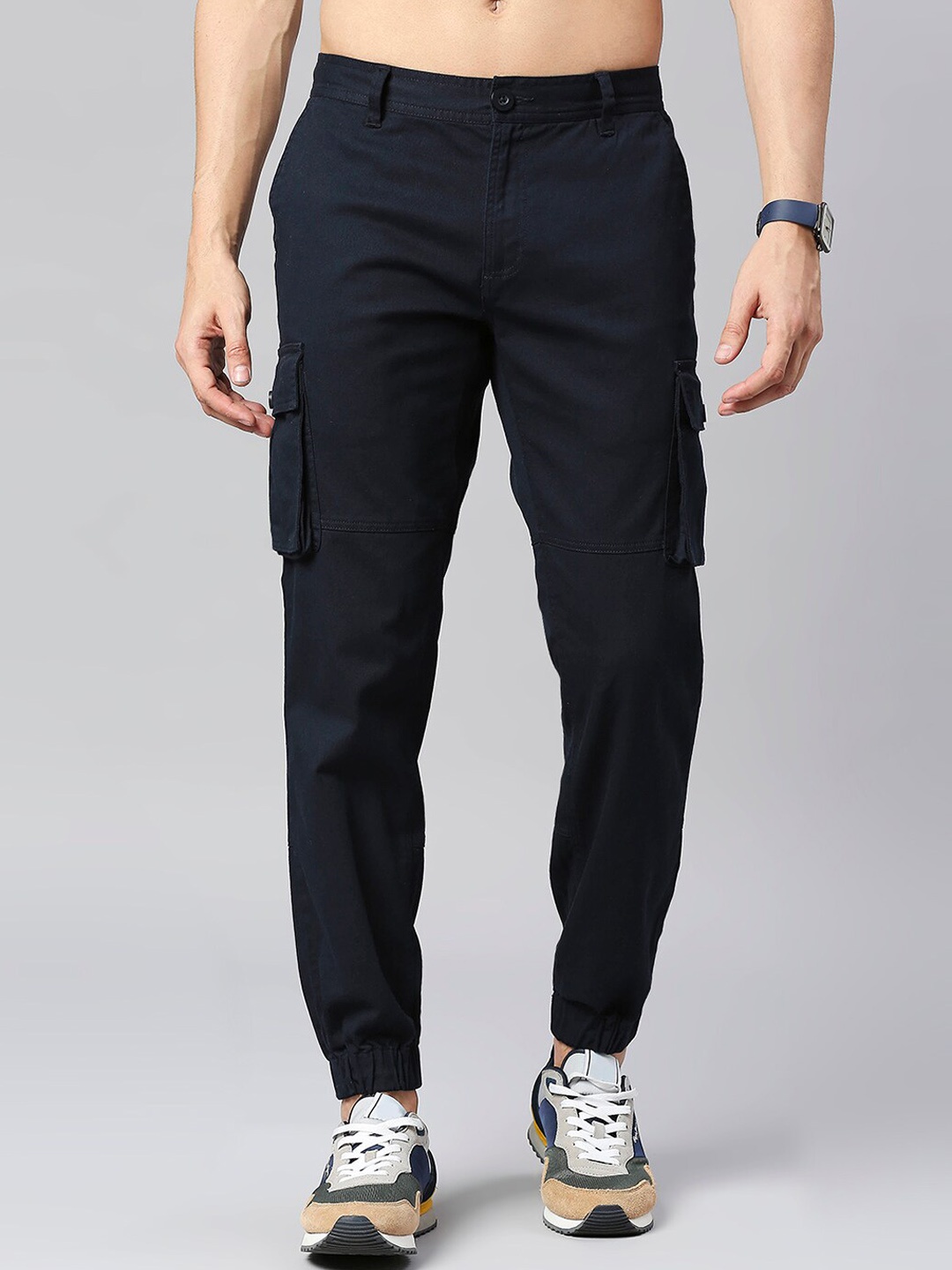 

Moda Rapido Men Comfort Slim Fit Cargos Trousers, Navy blue