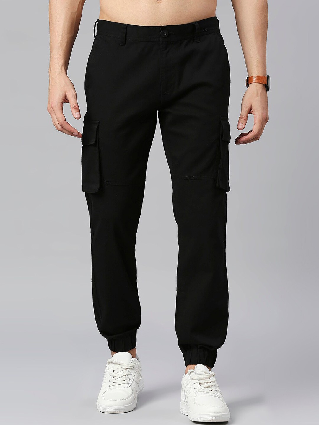 

Moda Rapido Men Comfort Slim Fit Cargos Trousers, Black