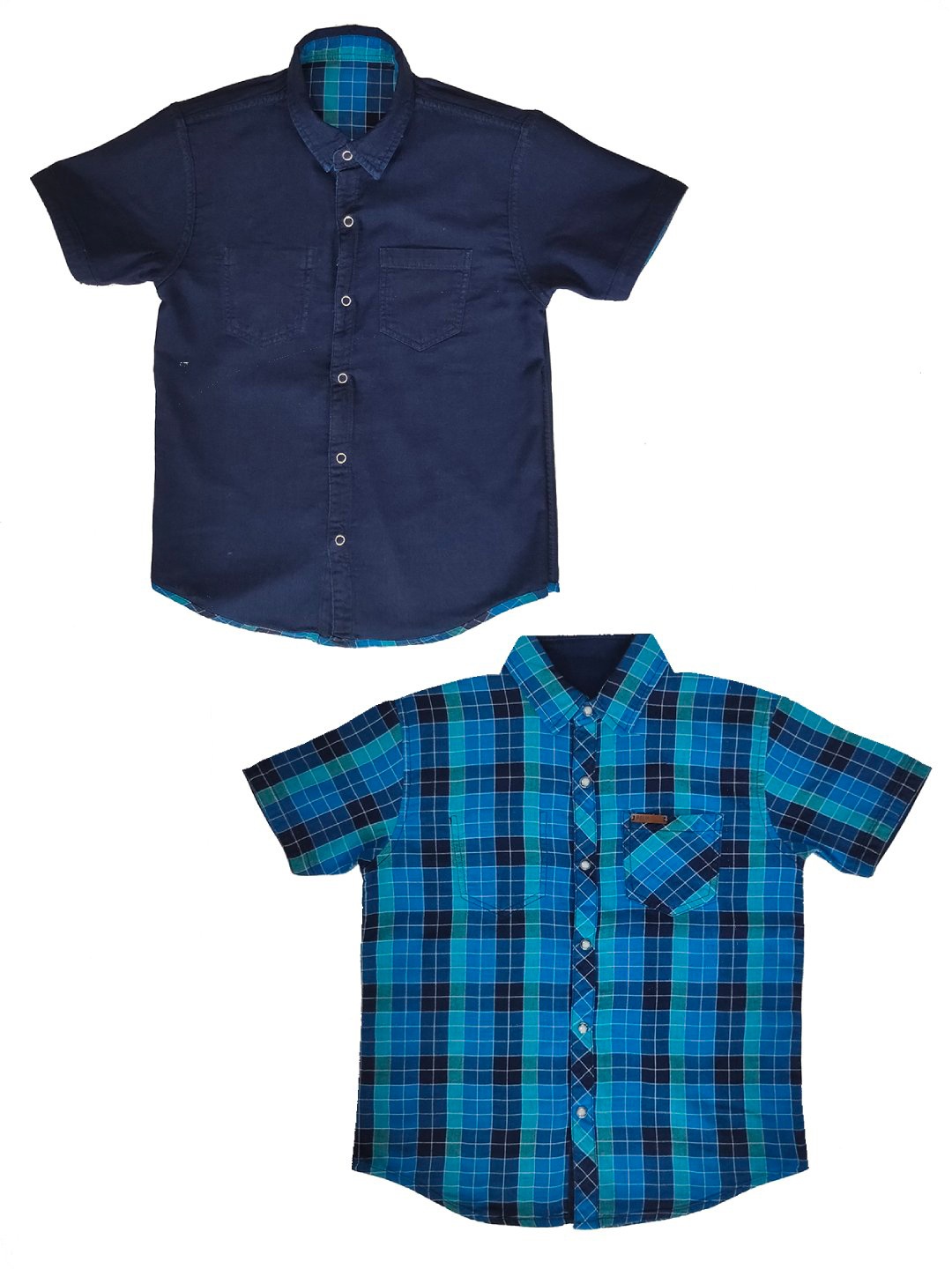 

Palm Tree Boys Pack Of 2 Shepherd Checks Checked Casual Shirt, Blue