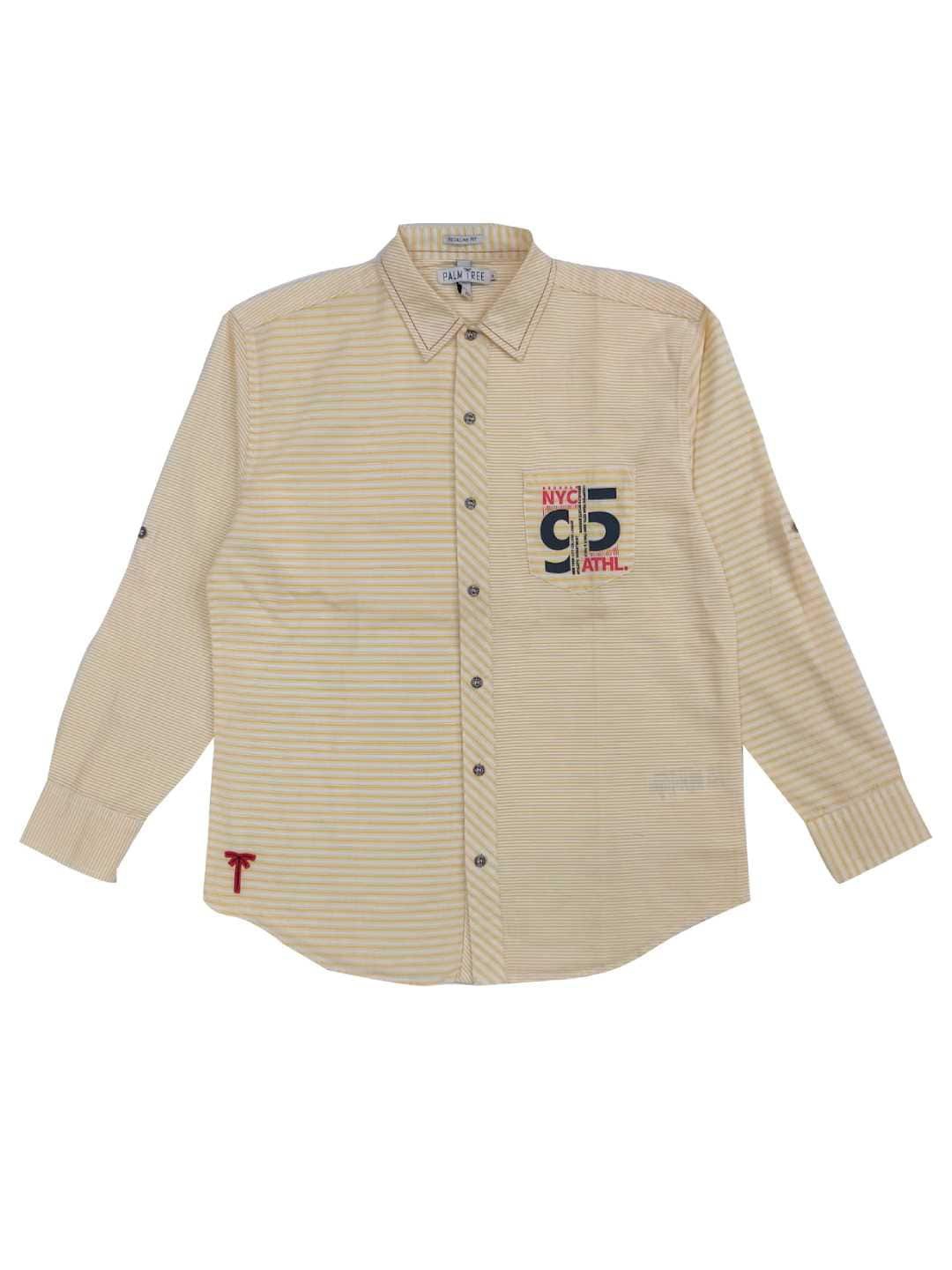 

Palm Tree Boys Horizontal Striped Casual Shirt, Yellow