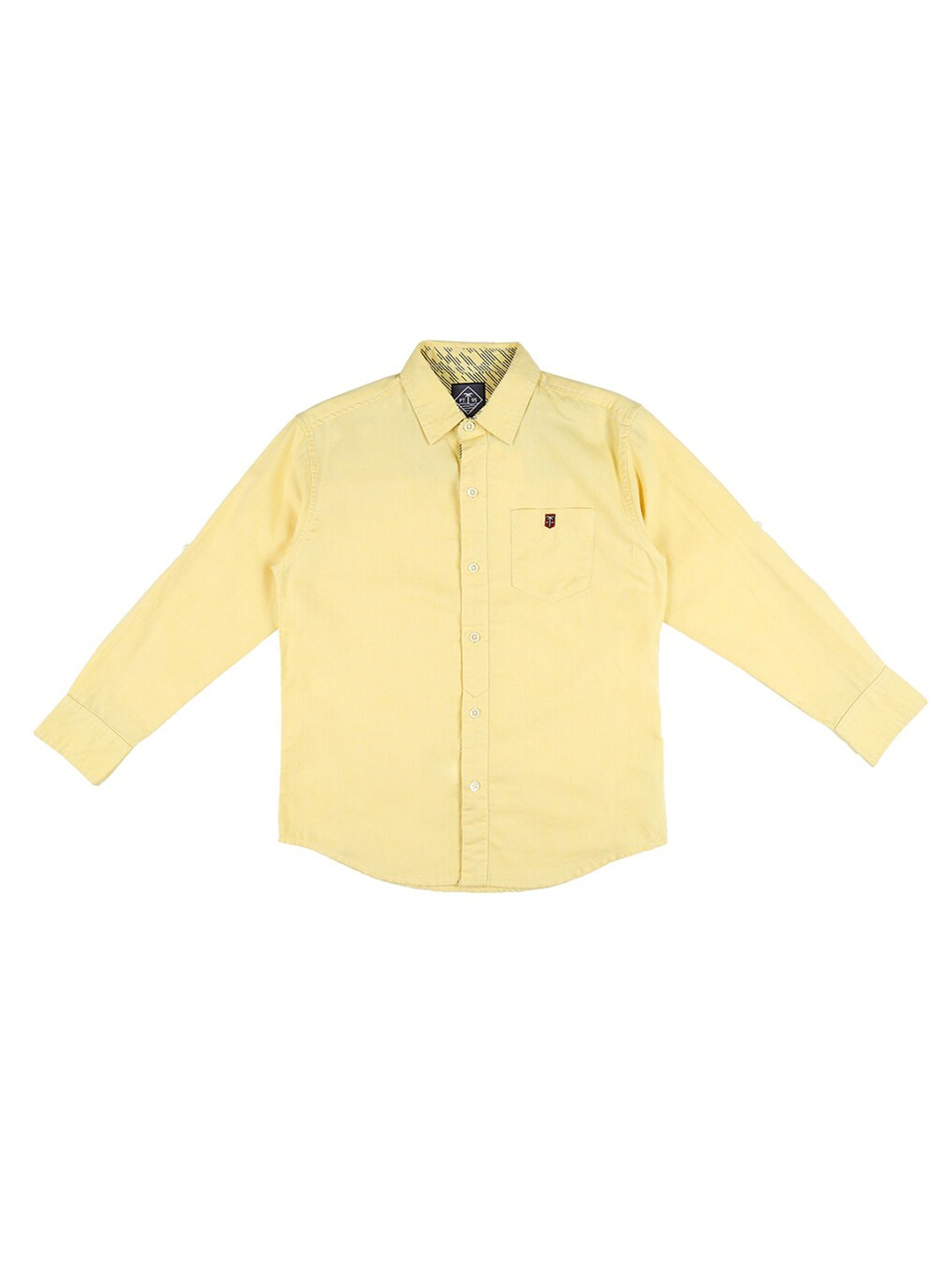 

Palm Tree Boys Spread Collar Casual Cotton Shirt, Yellow