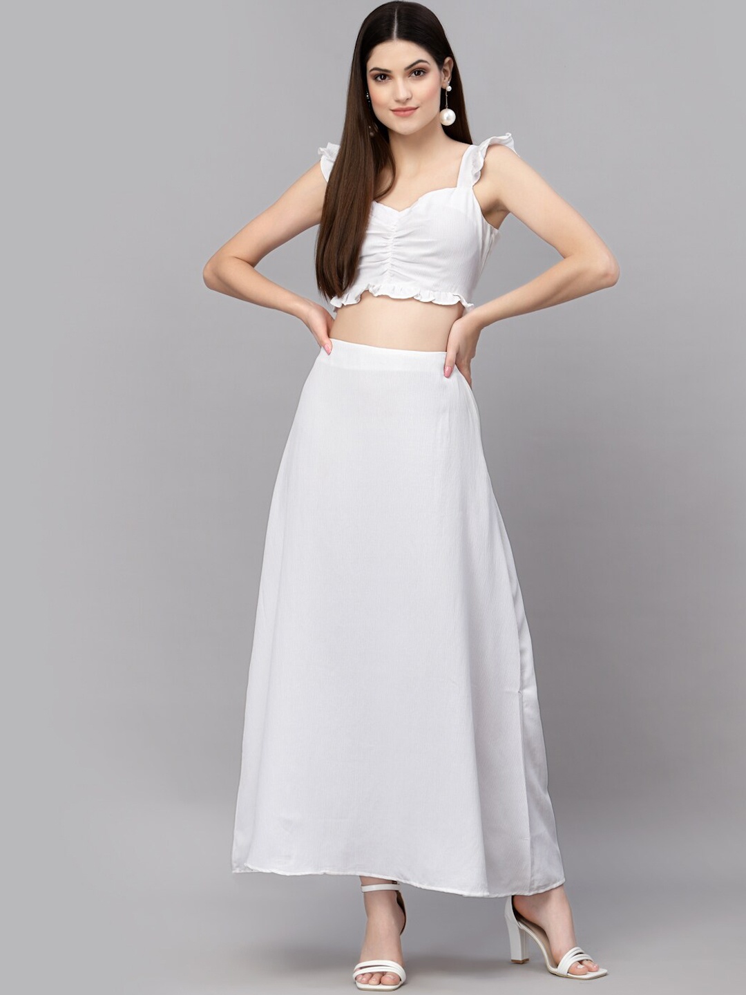 

aayu Women Crop Top and Skirt, White