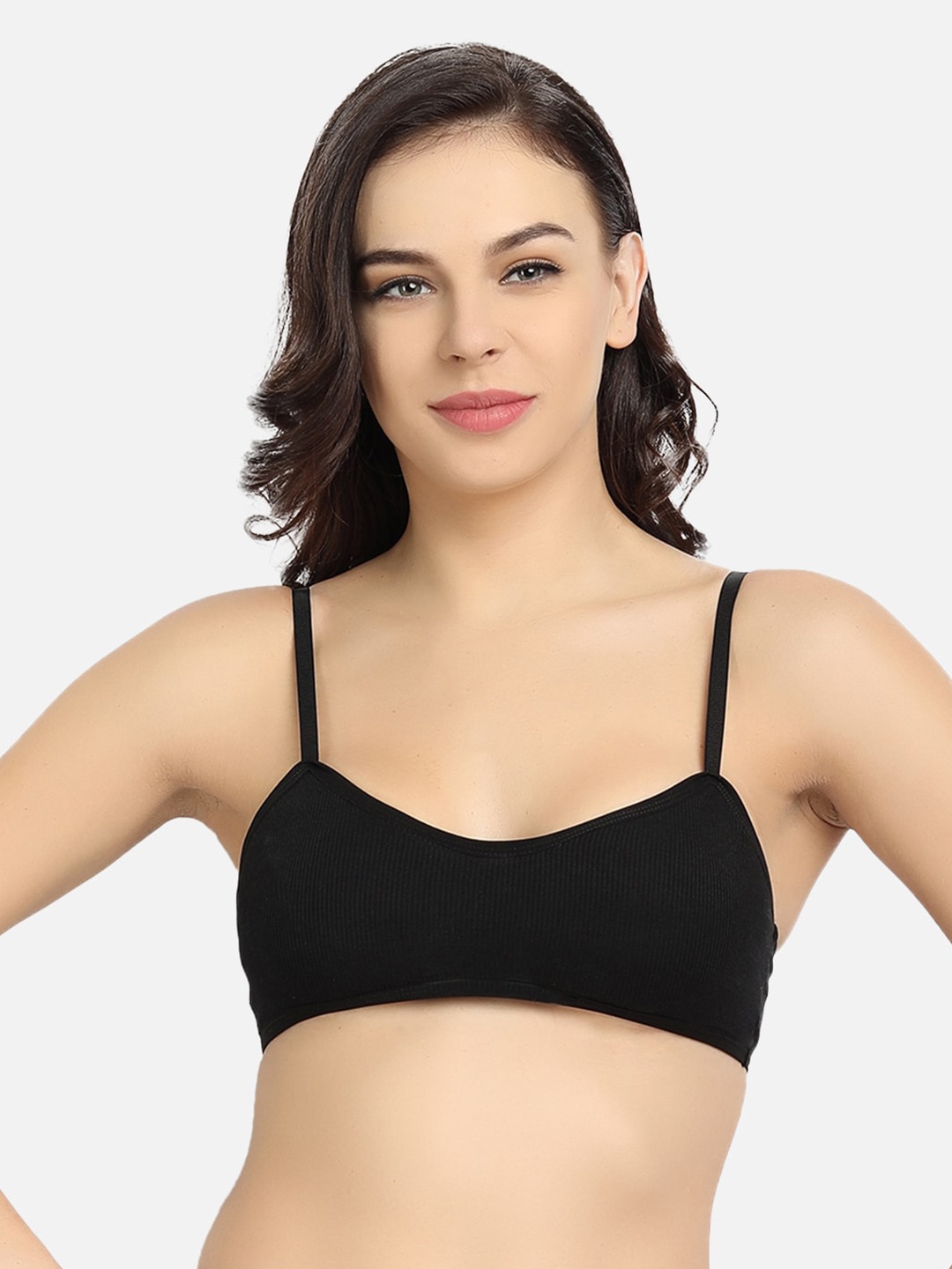 

Spiaty Lightly Padded Seamless Cotton Bralette Bra, Black