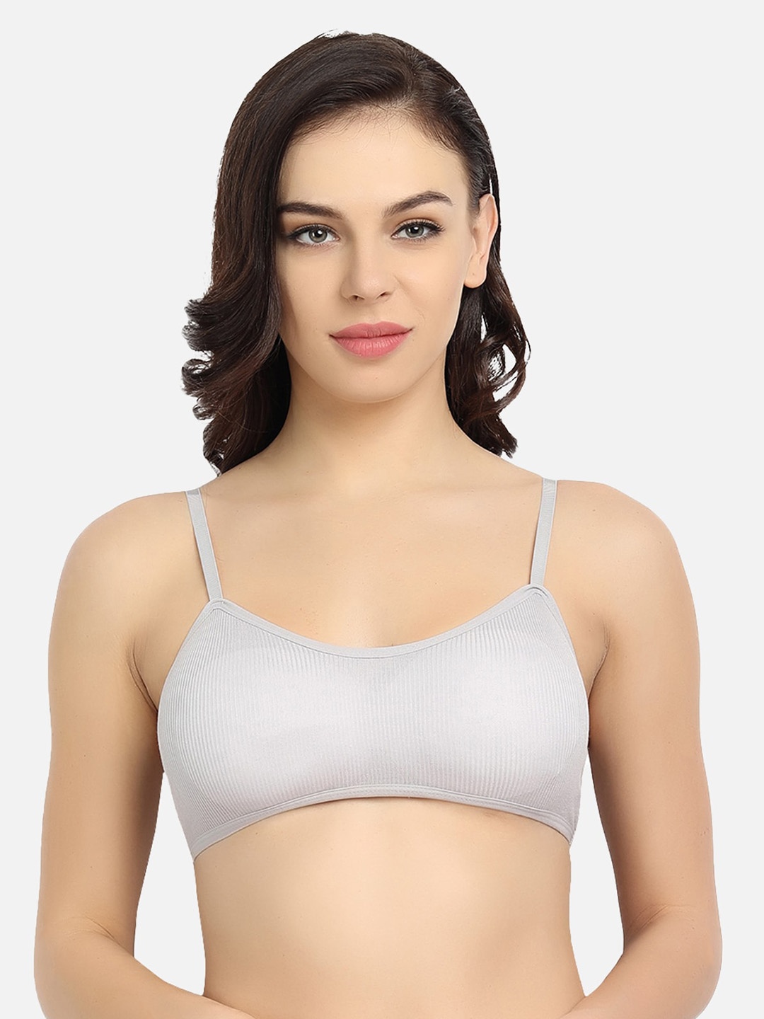 

Spiaty Lightly Padded Seamless Cotton Bralette Bra, Grey
