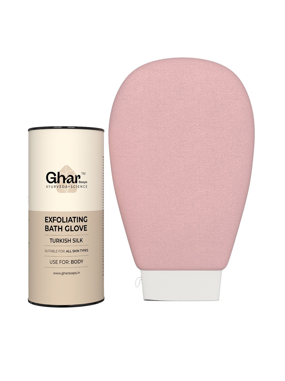 

GHAR SOAPS Exfoliating Turkish Silk Bath Scrub Glove - Pink