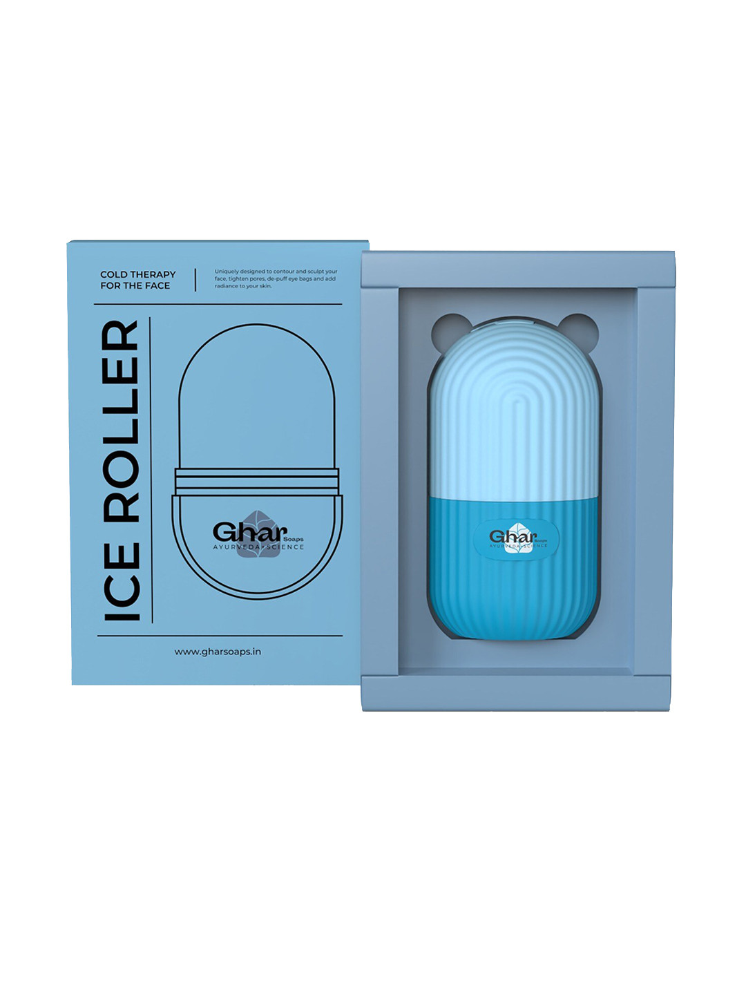 

GHAR SOAPS Cold Therapy Reusable Facial Ice Roller - Blue