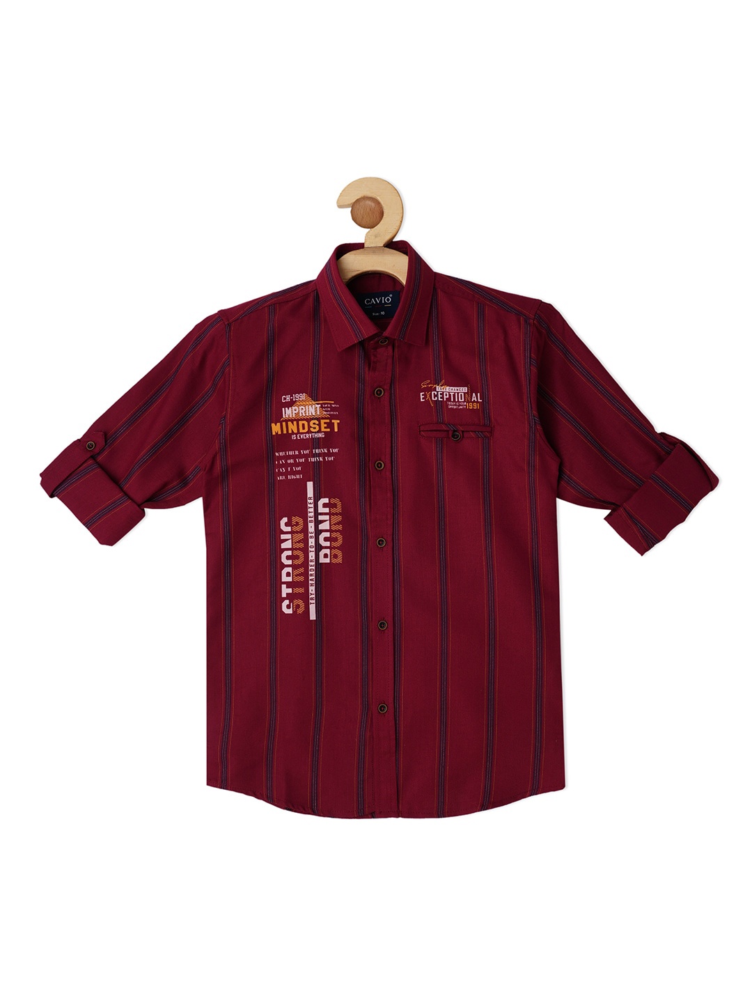 

CAVIO Boys Comfort Typography Printed Casual Cotton Shirt, Maroon