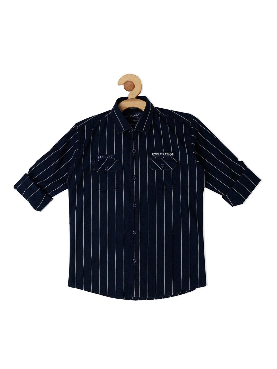 

CAVIO Boys Comfort Striped Casual Shirt, Navy blue