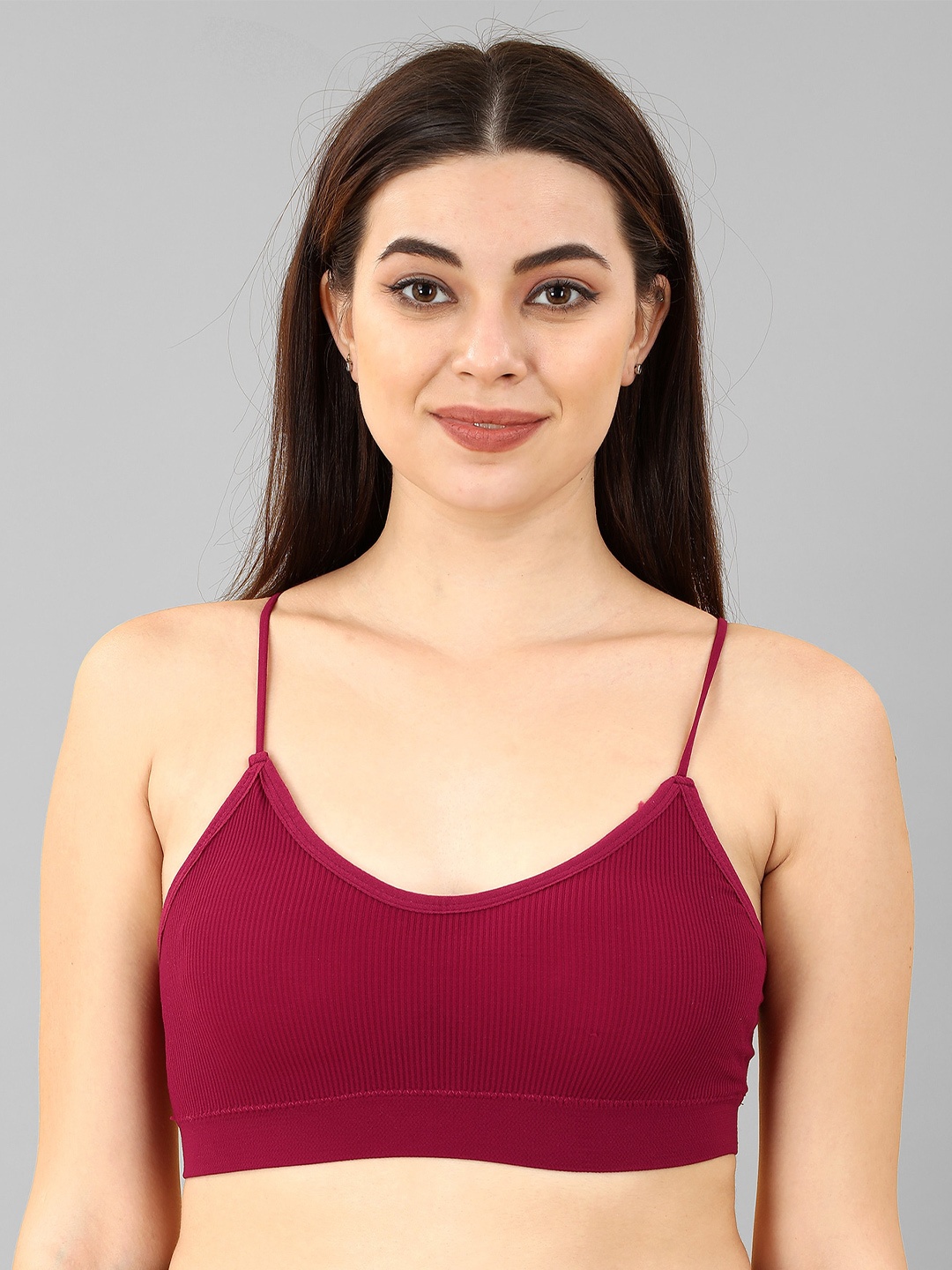 

Spiaty Lightly Padded Seamless Cotton Bralette Bra, Maroon
