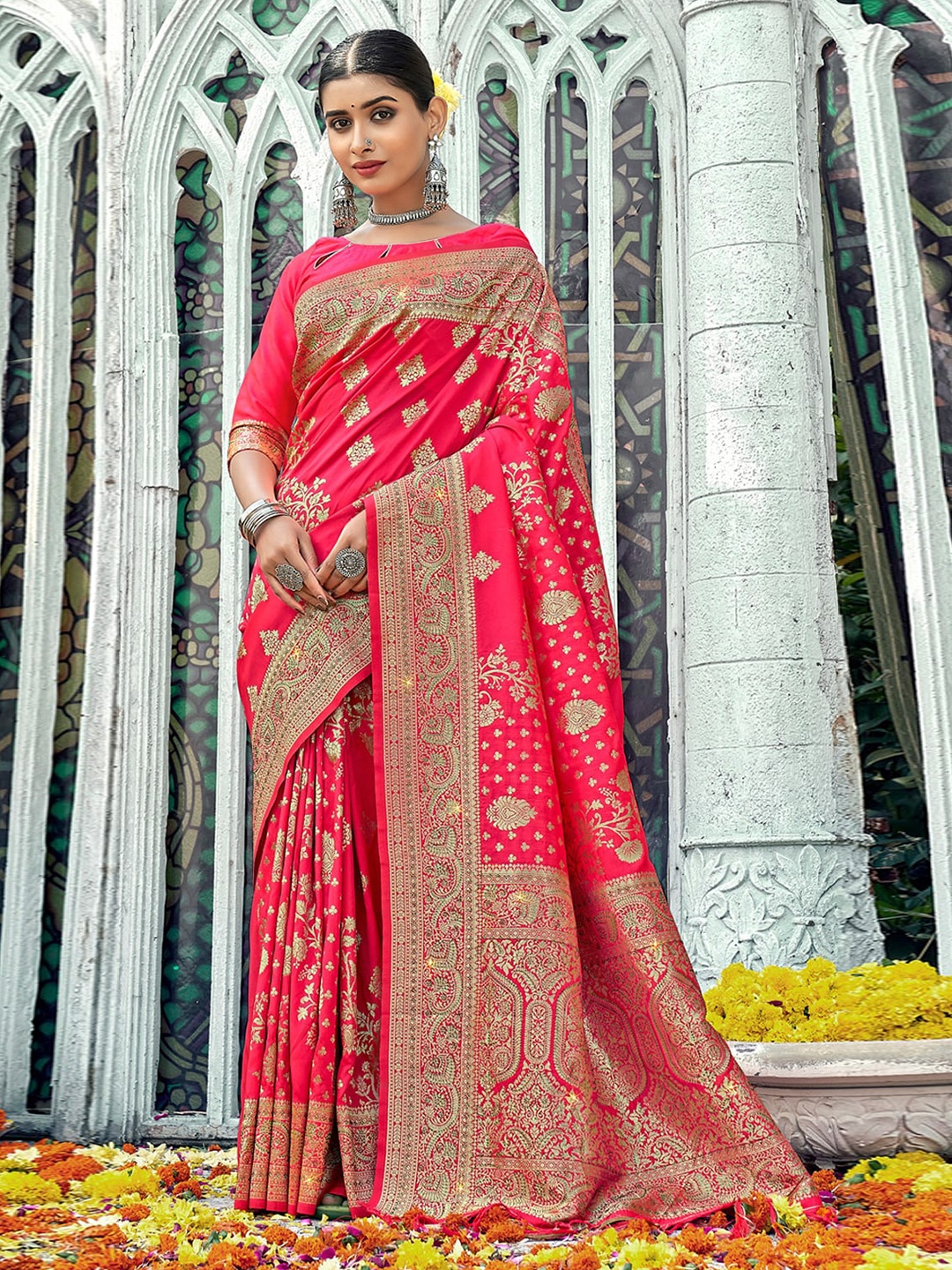 

Exclusiva Woven Design Zari Banarasi Saree, Pink