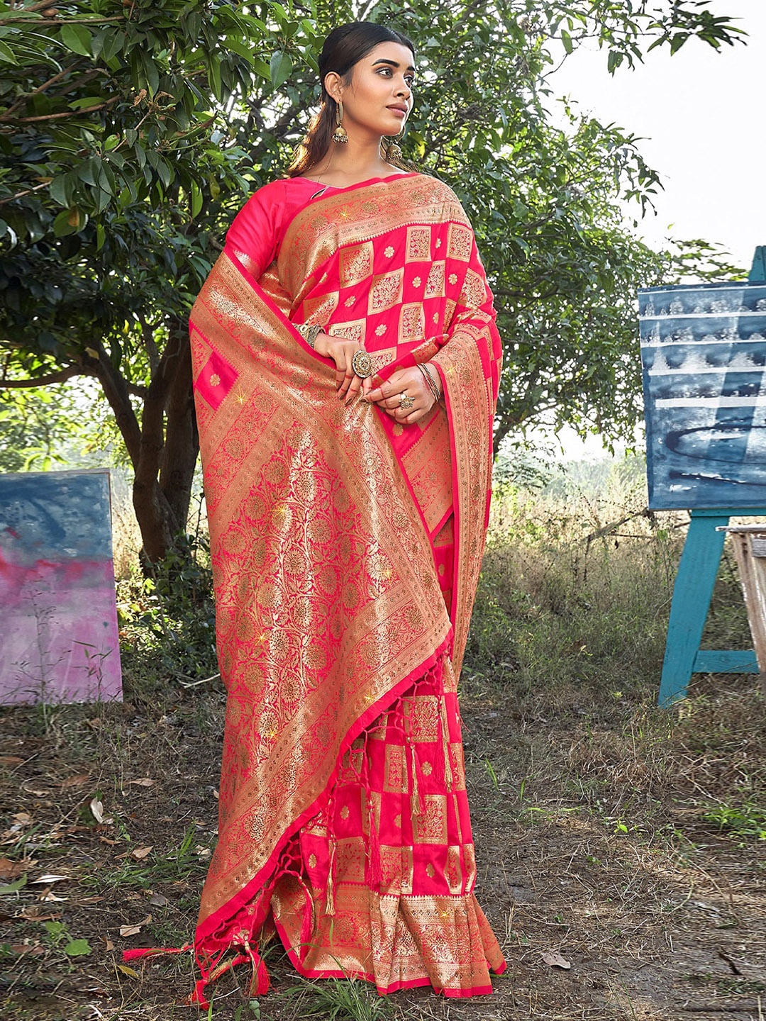 

Exclusiva Woven Design Zari Banarasi Saree, Pink