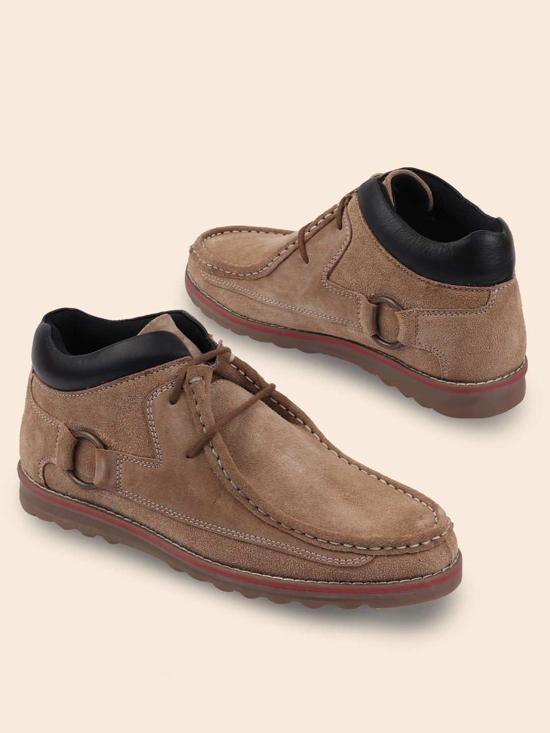

FAUSTO Men Colourblocked Suede Lightweight Casual Shoes, Brown