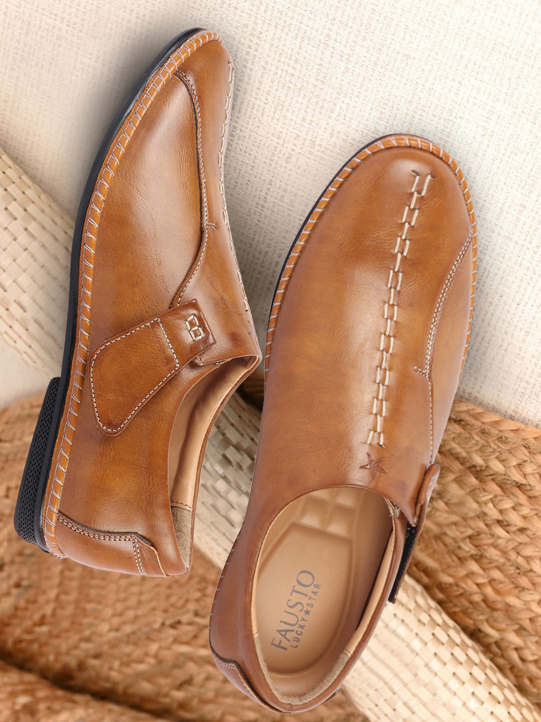 

FAUSTO Men Lightweight Slip-On Loafers, Tan