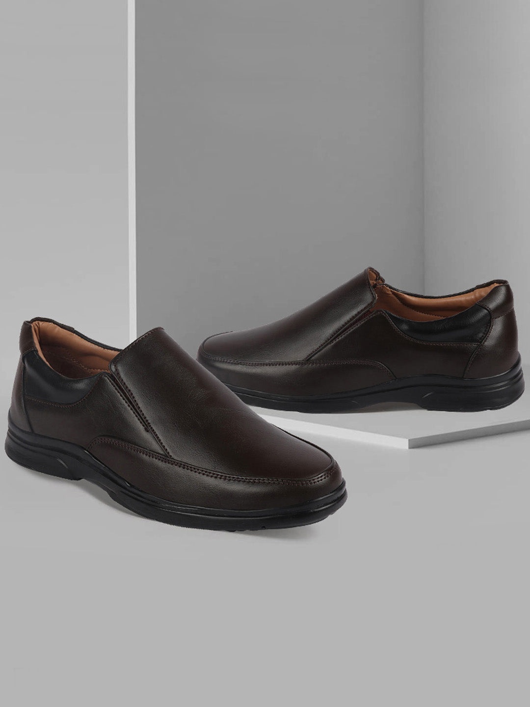

FAUSTO Men Formal Slip-On Shoes, Brown