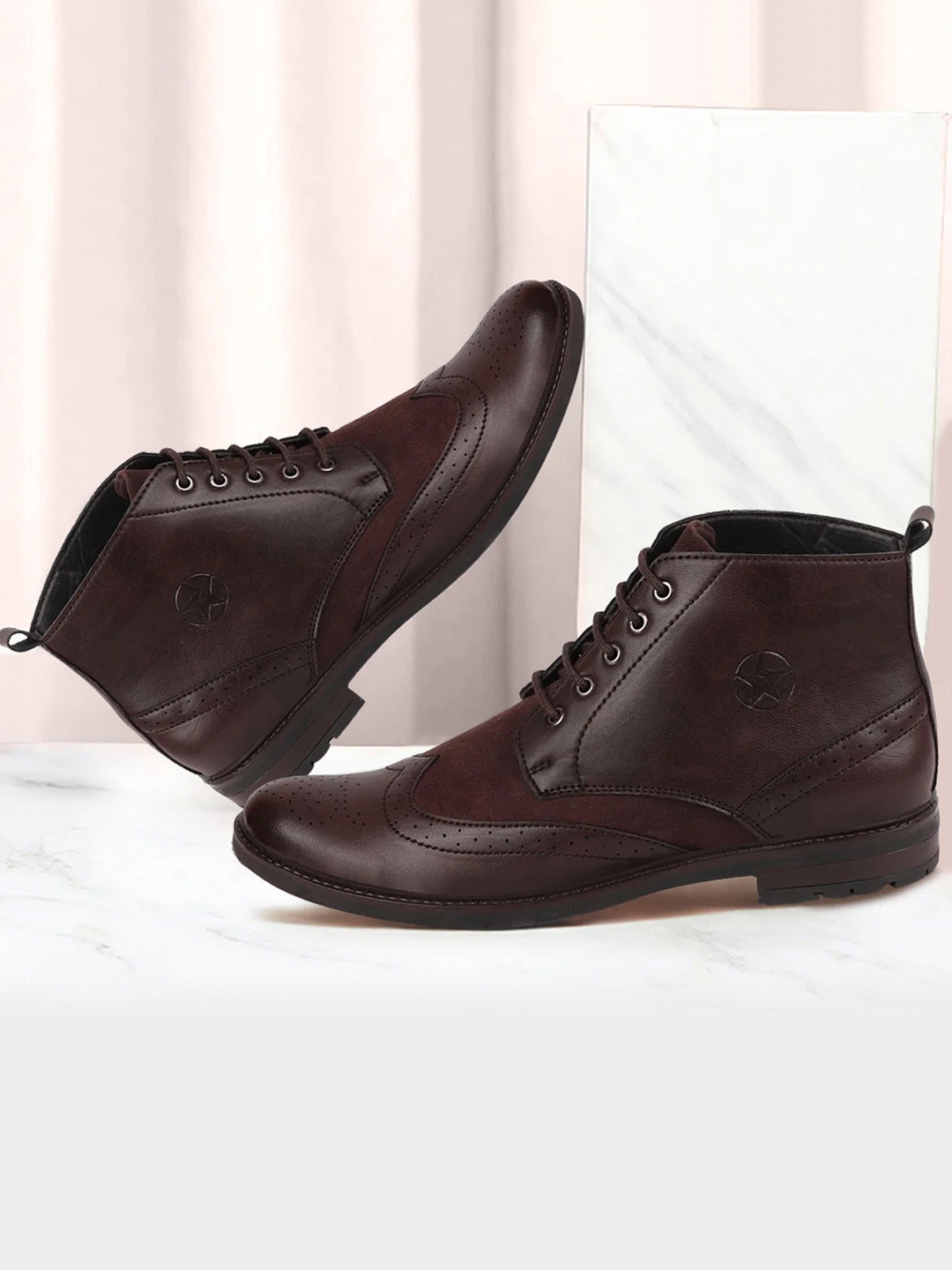 

FAUSTO Men Perforated Regular Boots, Brown
