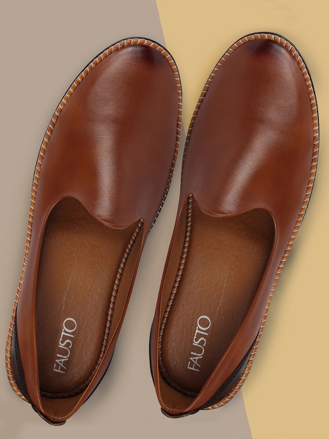 

FAUSTO Men Ethnic Lightweight Espadrilles, Tan