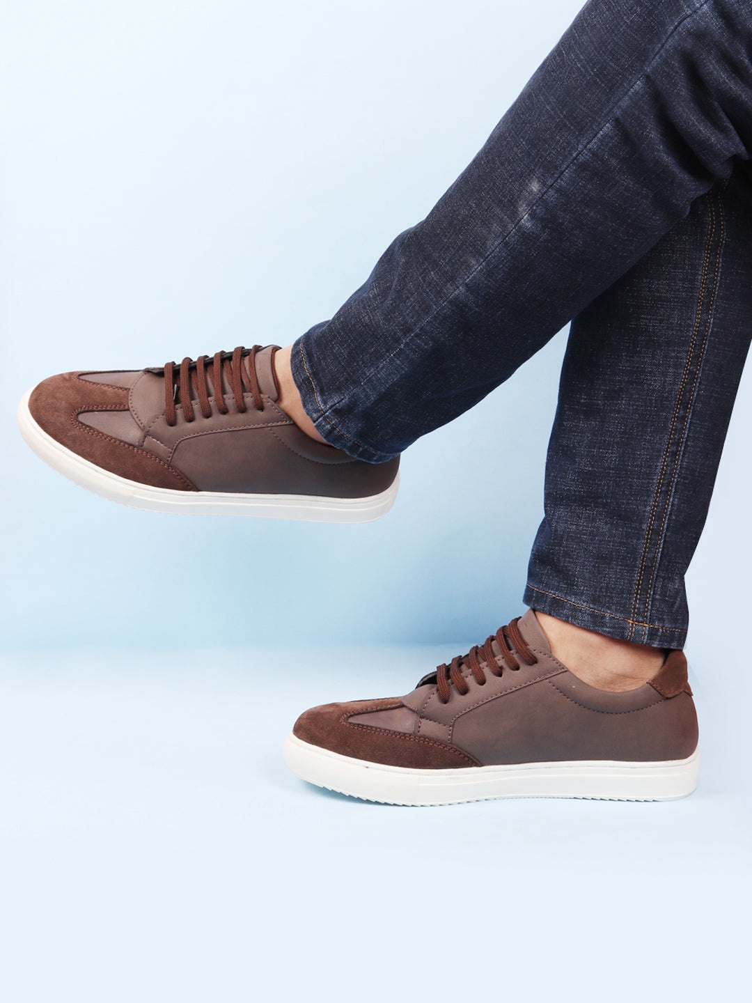 

FAUSTO Men Lightweight Lace-Ups Sneakers, Brown