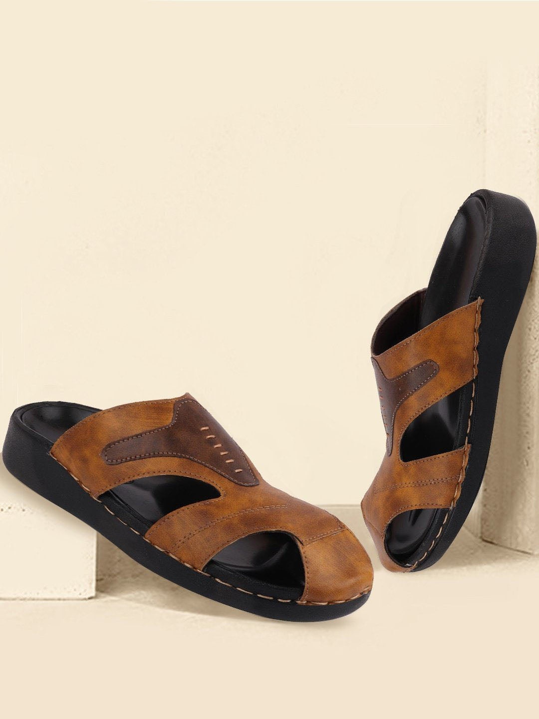 

FAUSTO Men Fishermen Comfort Sandals, Tan