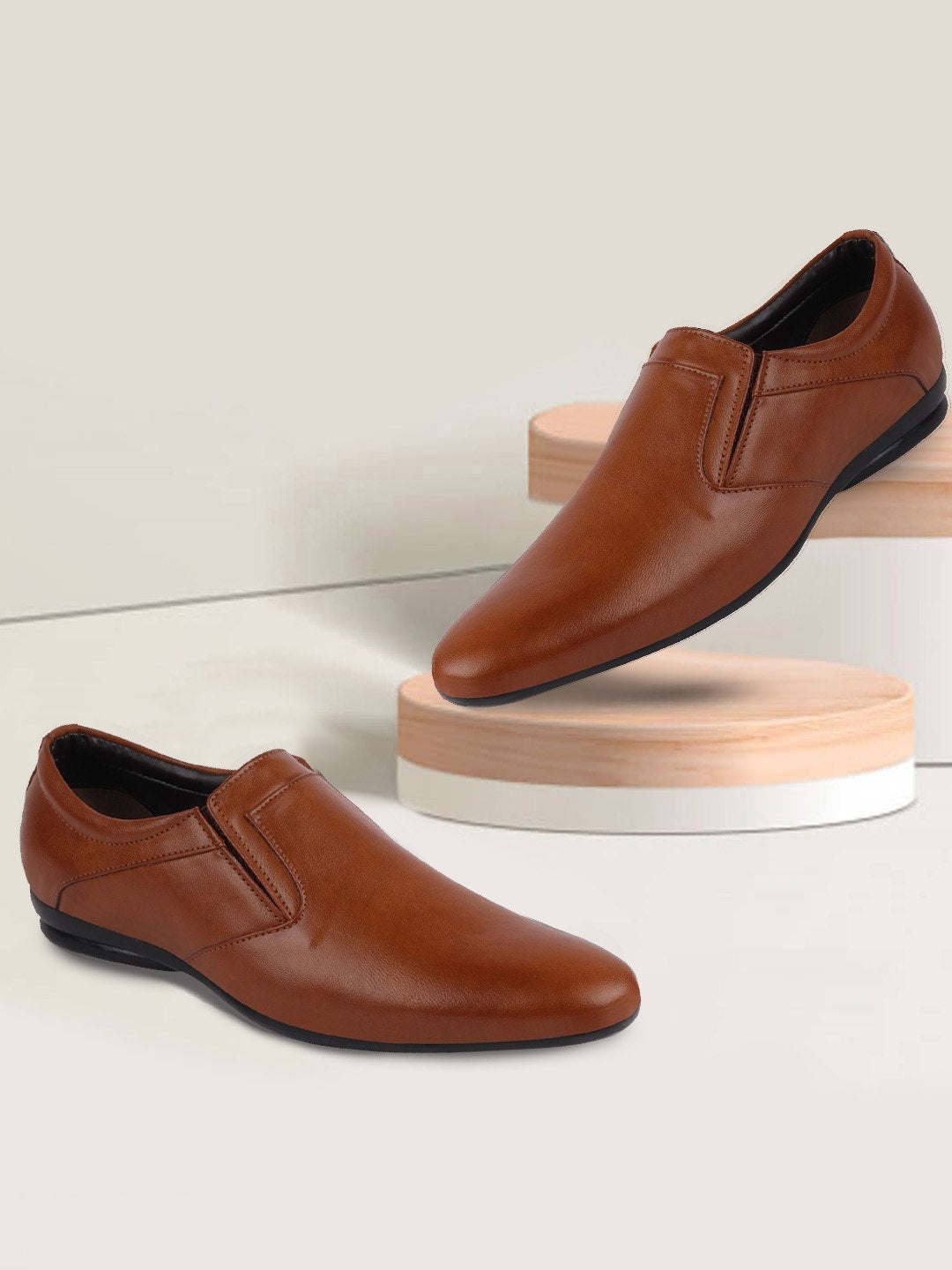 

FAUSTO Men Formal Slip-On Shoes, Tan