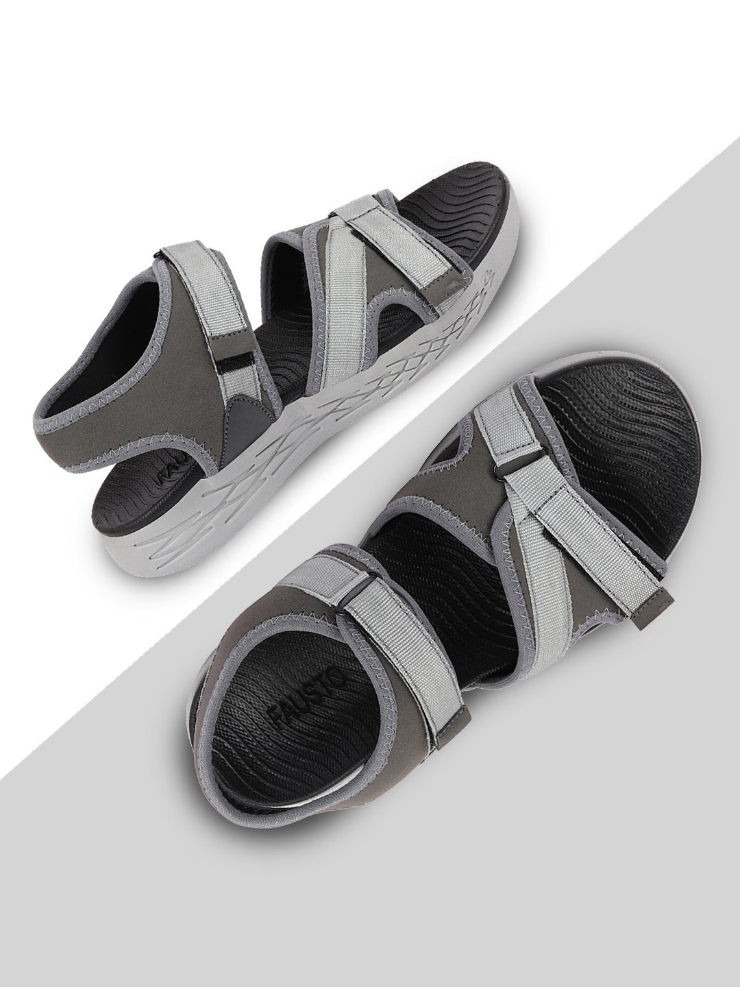 

FAUSTO Men Patterned Outdoor Sports Sandals, Grey