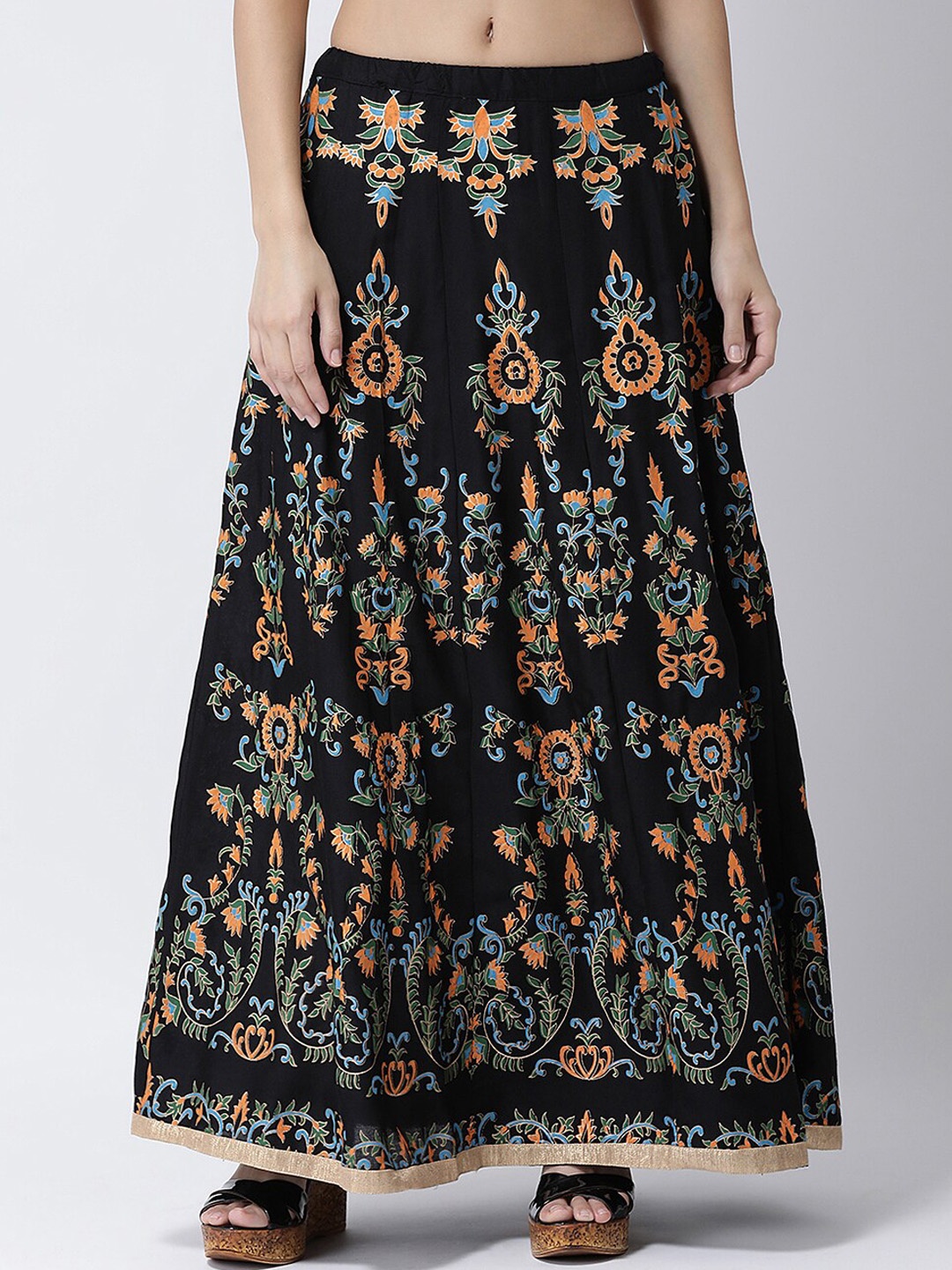 

Charitra Printed Maxi Skirt, Black
