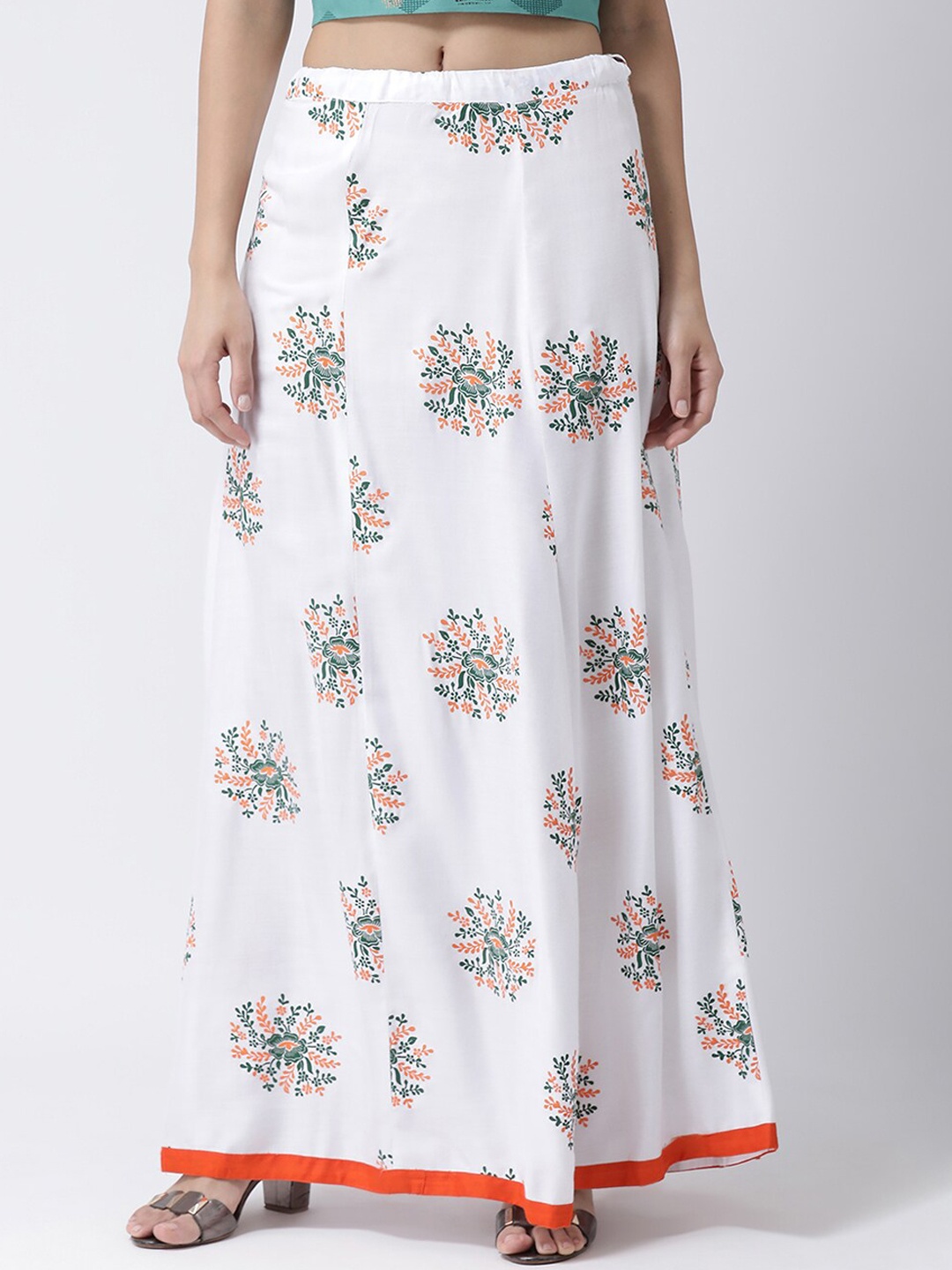 

Charitra Printed Flared Maxi Skirts, White