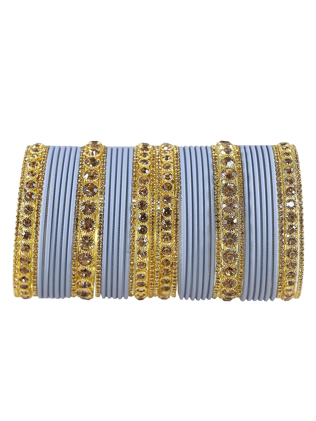 

NMII Set Of 42 Metal & CZ-Studded Bangles, Grey