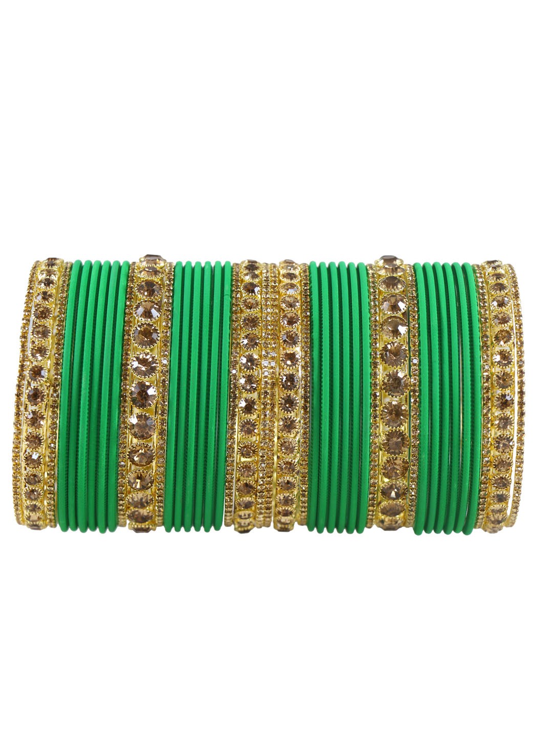 

NMII Set Of 42 Metal & CZ-Studded Bangles, Gold