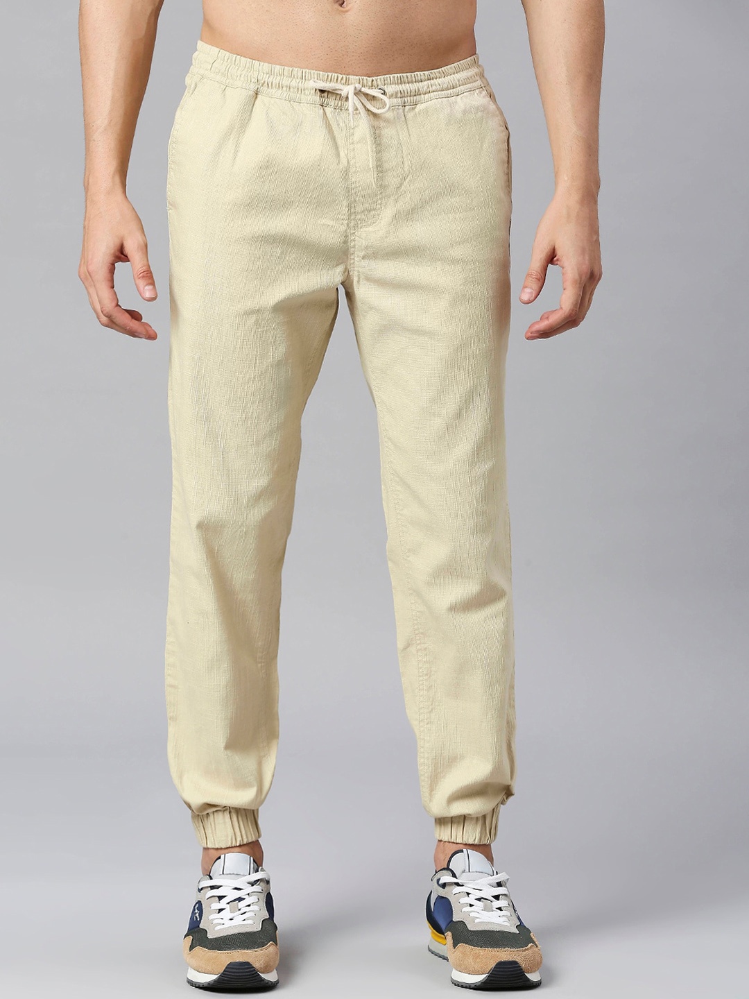 

HERE&NOW Men Comfort Slim Fit Joggers, Beige